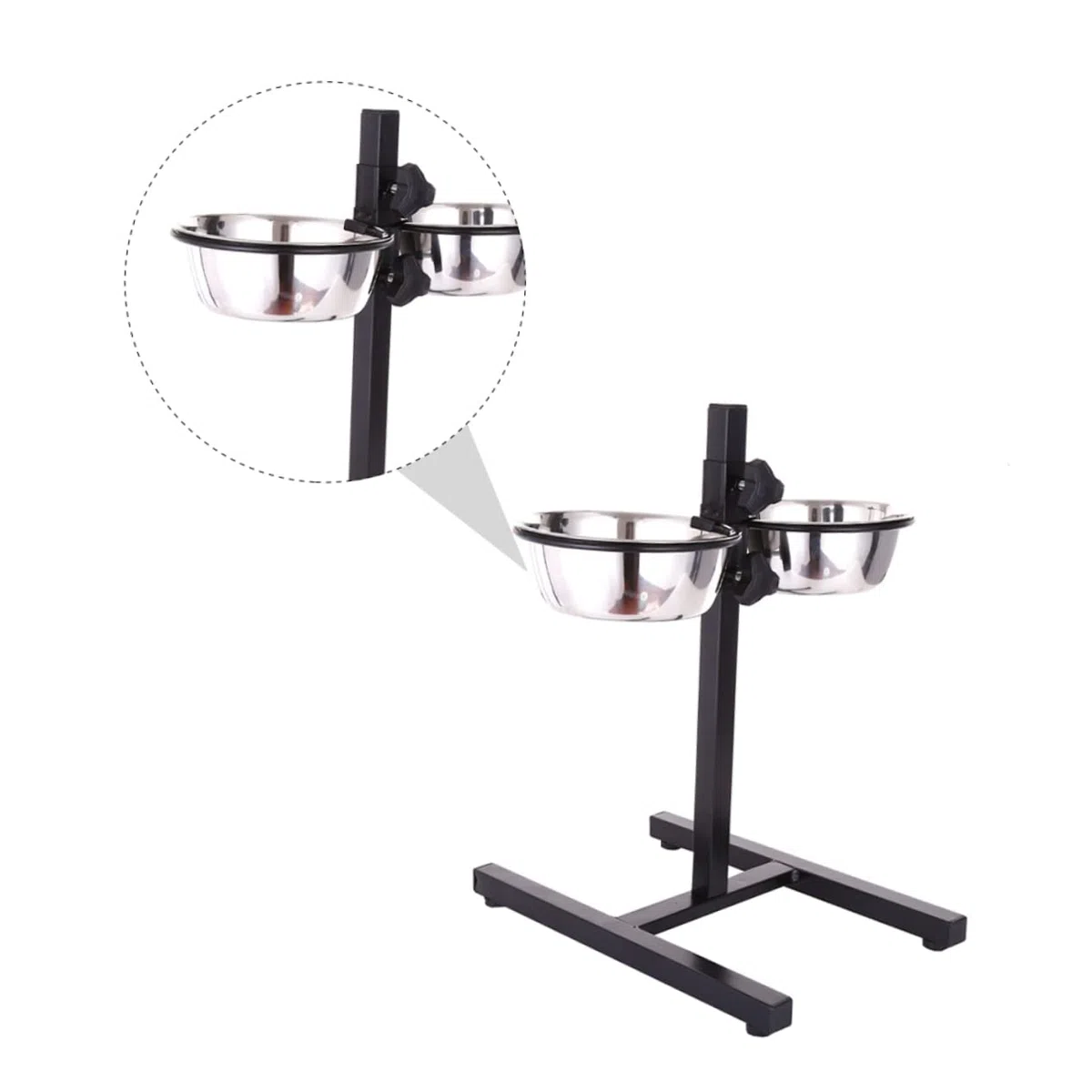 Housoutil Comedero para Perros Elevado 2 Cuencos de Acero Inoxidable, Regulable en Posición, Base Estable para Perros y Gatos
