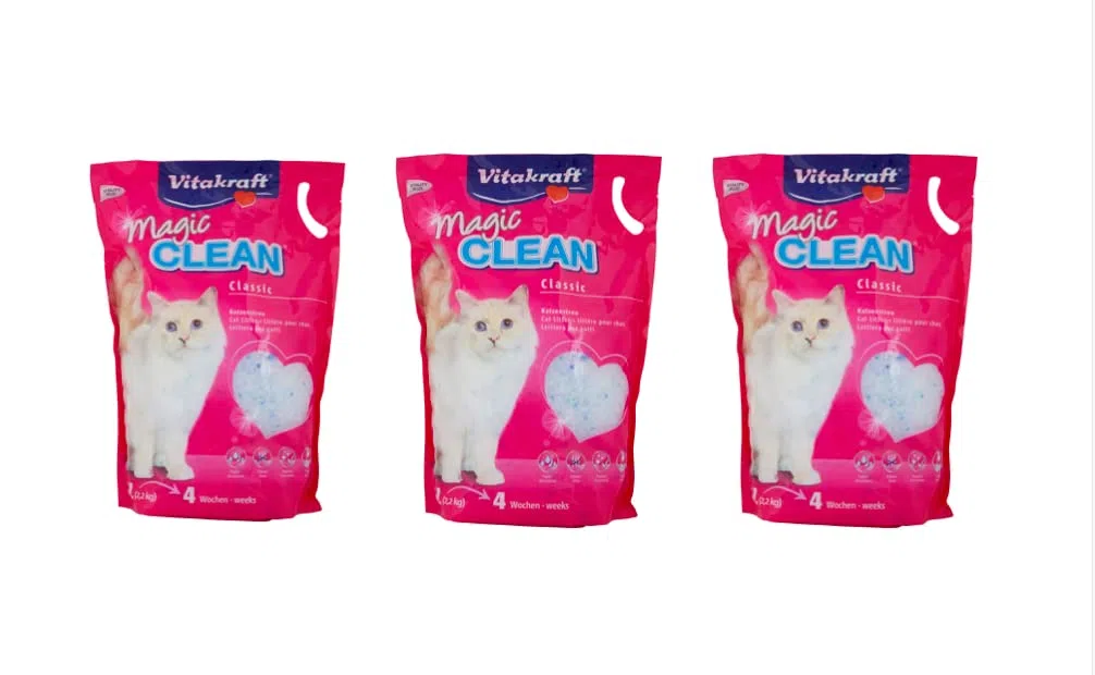 GIGLIO NERO Vitakraft Magic Clean - Lechera de sílice para gatos duradera más que el normal antiolores y antibacteriana, 5 L, 2,2 kg (3 x 5 L)