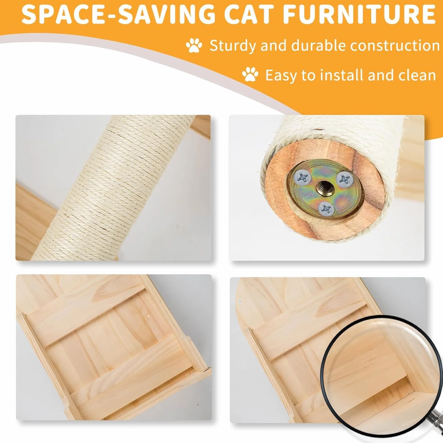Estantes de pared para gatos, juego de muebles de pared, estantes y perchas para pared, juego de parque infantil para escalar gatos, poste rascador para gatos con estante de pared de 3