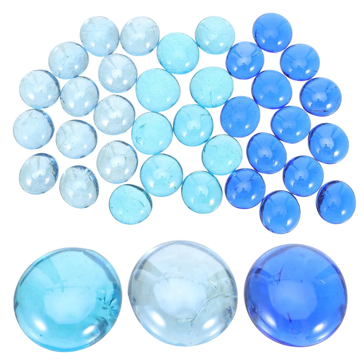 jojofuny Piedras de Vidrio Azul Decorativas para Macetas y Acuarios, Cuentas Planas Redondas de 17-19mm, Paquete de 1.5kg Base Estable y Antideslizante para Decoración
