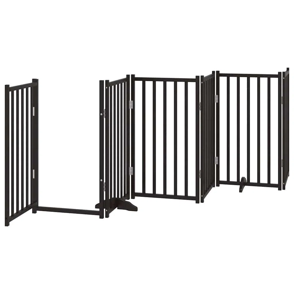 15-TLG. Puerta plegable para perros de madera de álamo negro, 750 cm, con puerta, independiente y a prueba de fugas, para cachorros, perros, jardín, terraza, patio, protección y seguridad en