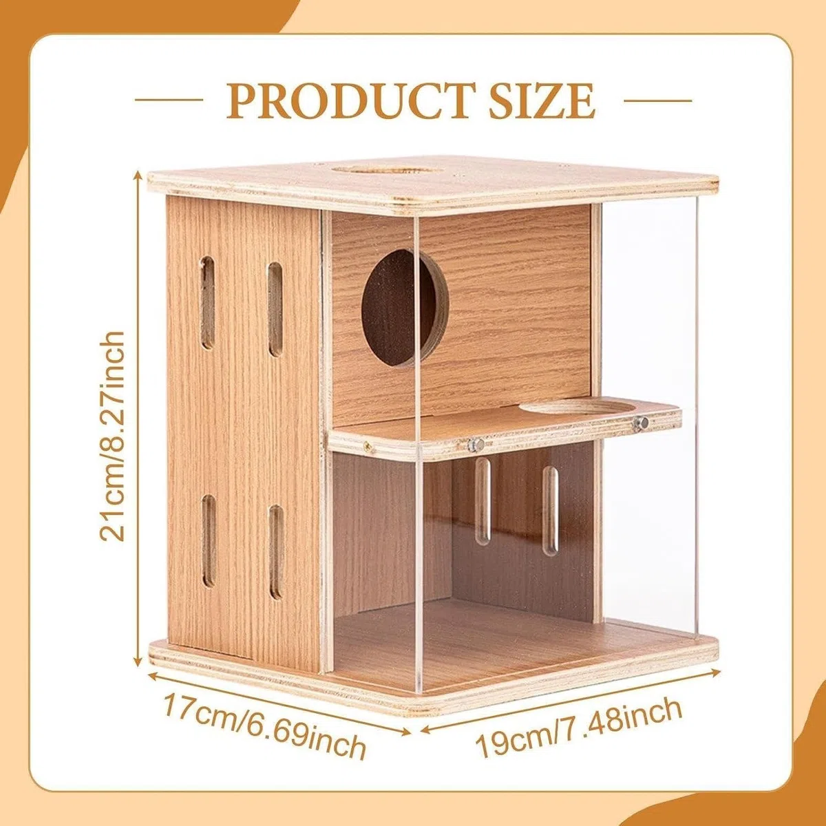 Casita de Madera para Hámster, Escondite 2 Plantas con Refugio y Accesorios Divertidos