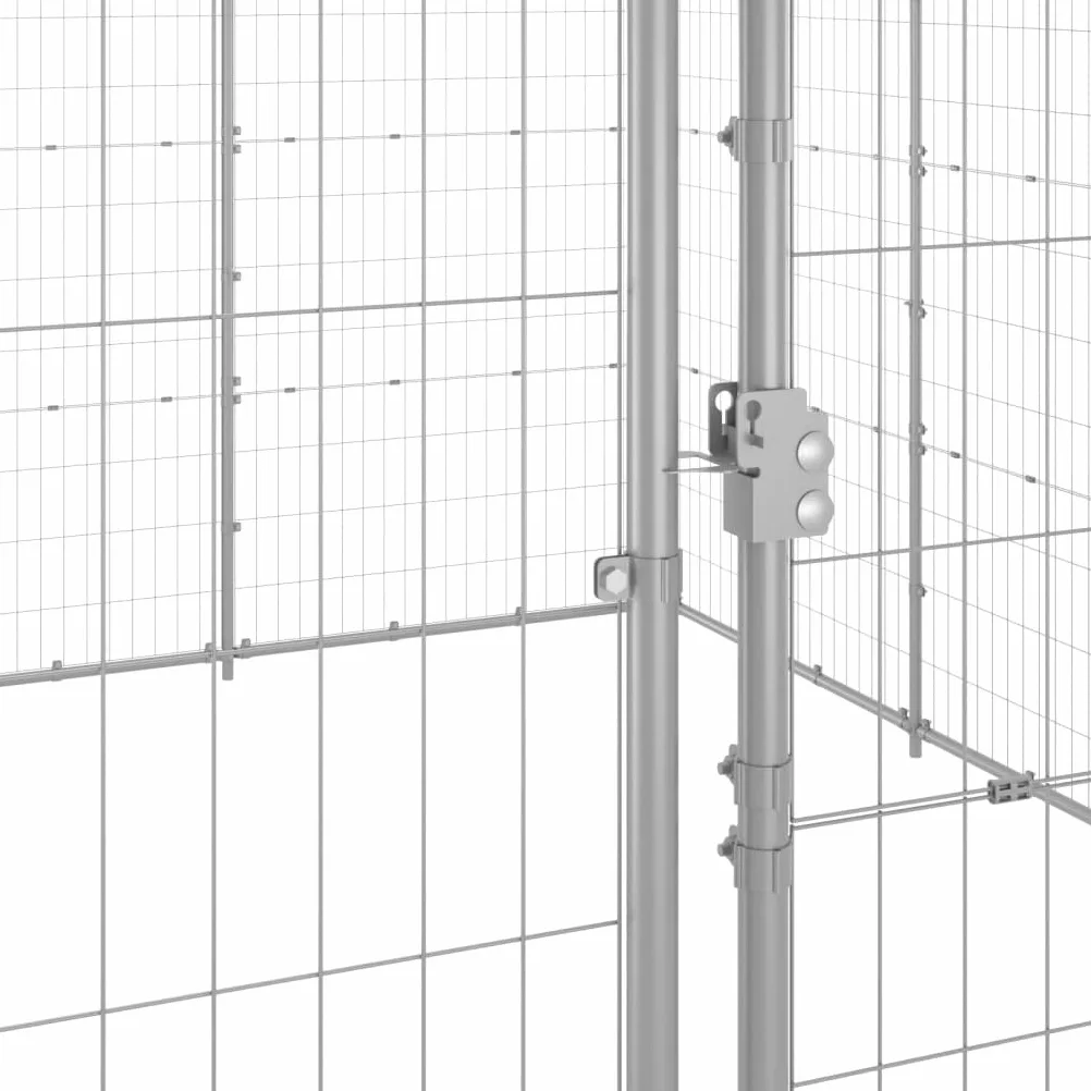 Perrera para perros de acero galvanizado, 43,56 m², resistente a la intemperie, con puerta cerrable, rejilla resistente para perros, cachorros, jardín, protección, seguridad, entrenamiento