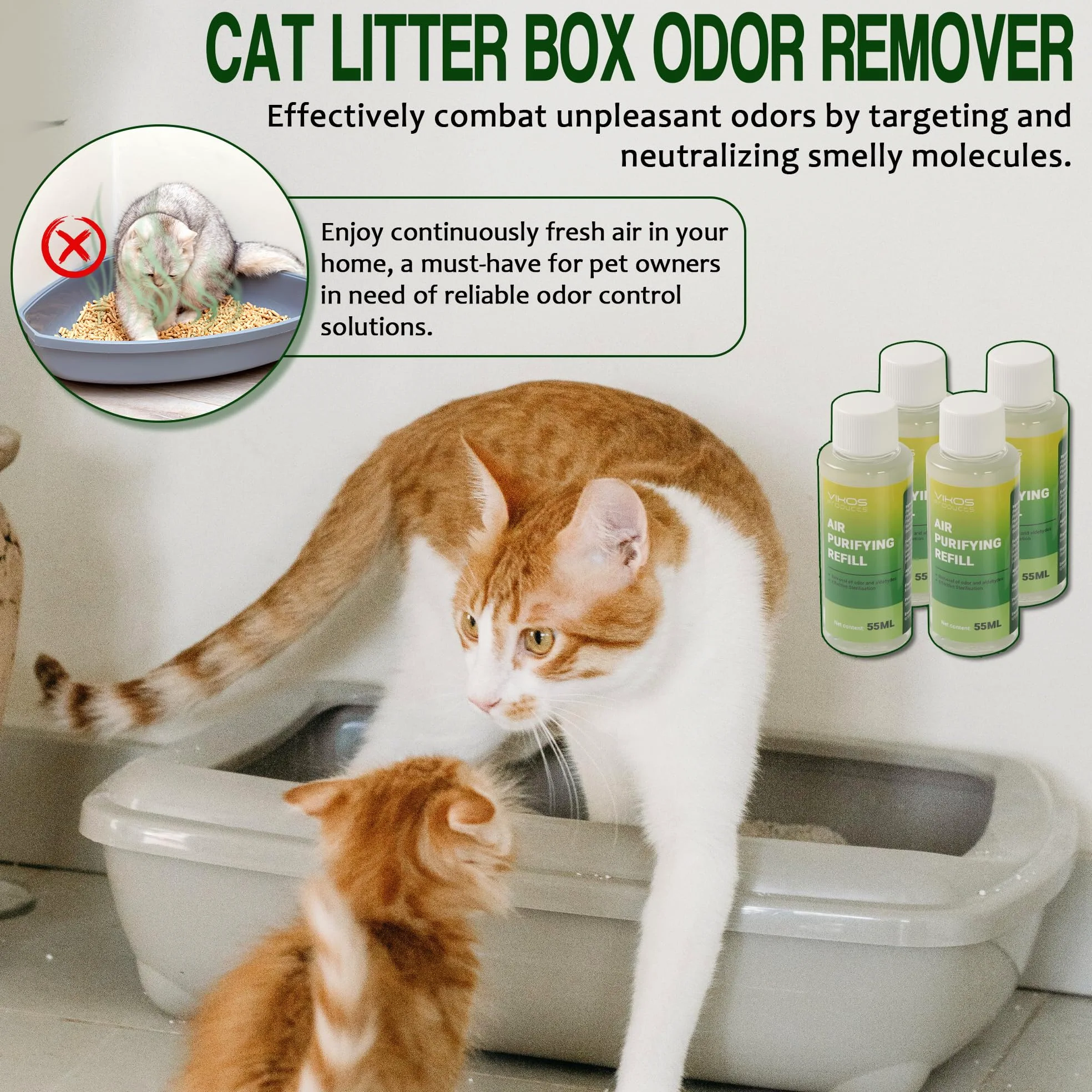 Desodorante de arena para gatos PETKIT PuraX PuraMax autolimpiante para caja de arena para gatos, eliminador de olores para eliminar olores fuertes, caja de arena, desodorizante