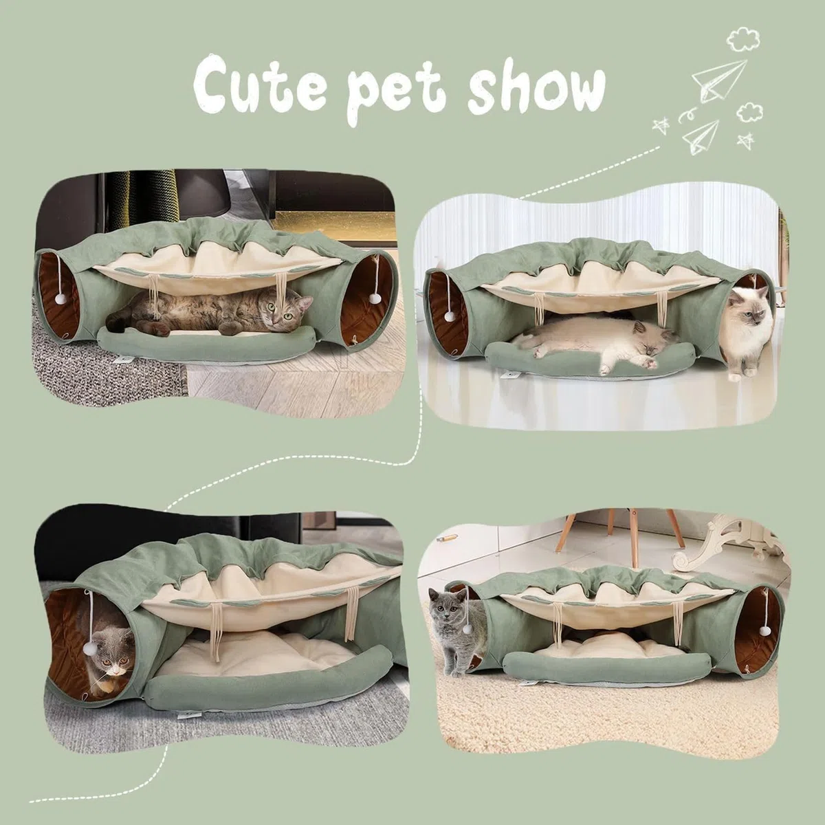 plegable para gatos | Cama suave para gatos con , mascota plegable | portátil, cama multifuncional, juguetes para mascotas para entretenimiento de conejos
