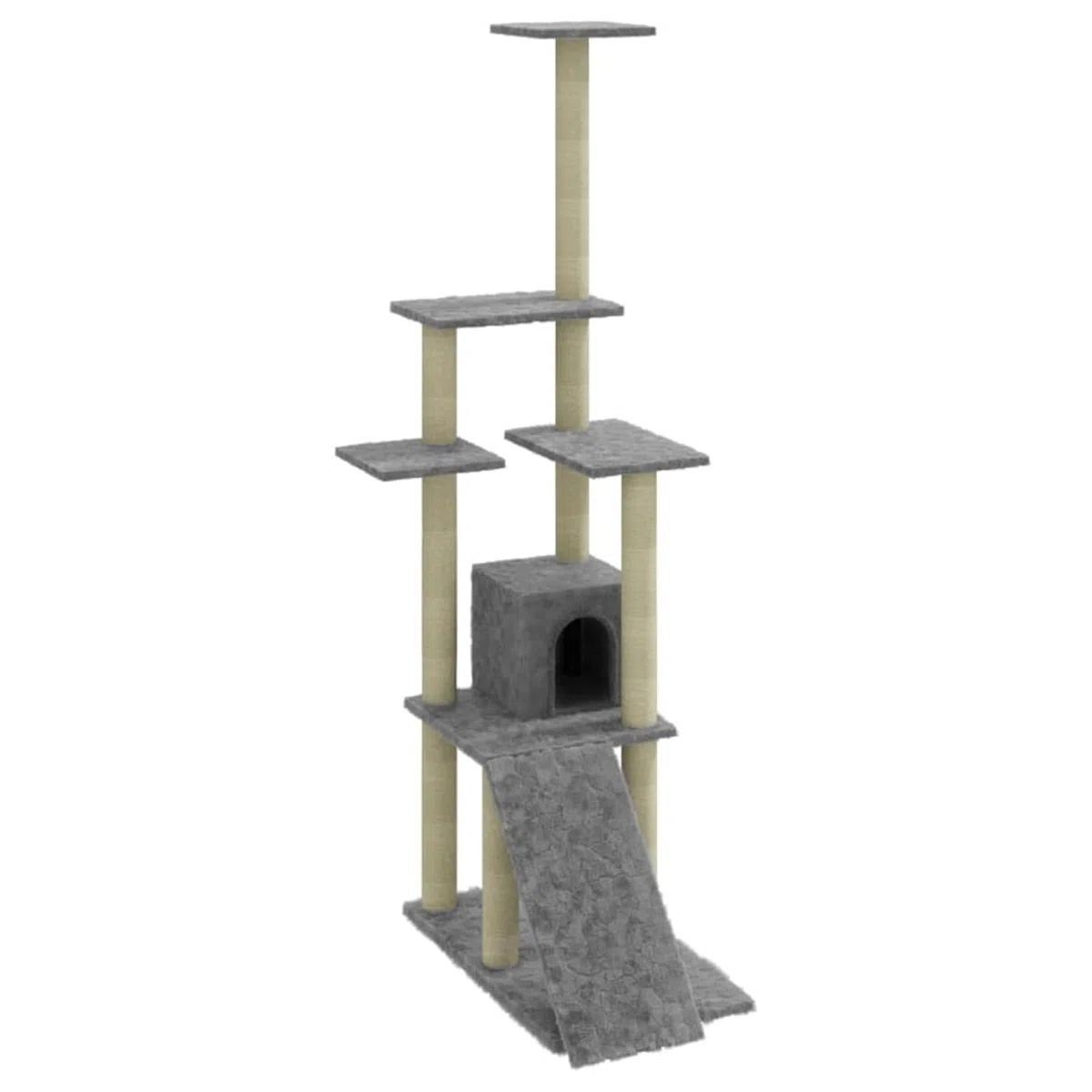 Rascador para Gatos con Postes de sisal, LAPOOH Arbol para Gatos, Gatos Accesorios, Arranhador para Gatos, Arbol Rascador Gatos, Gris Claro 155 cm