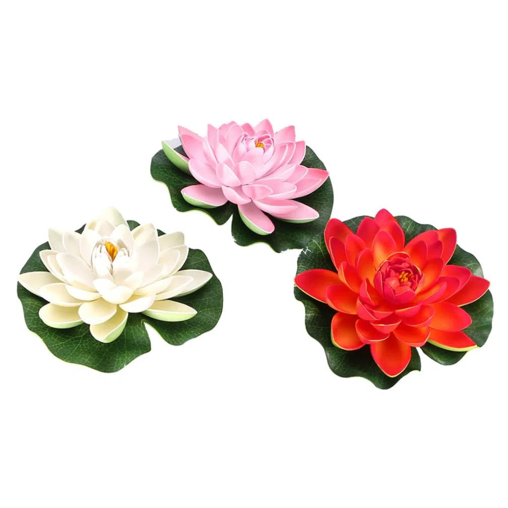 Cabilock 9piezas Flores De Lirio Flotantes Artificiales Decoración De Acuario Diseño Natural y Material PU para Tanques De Peces y Estanques