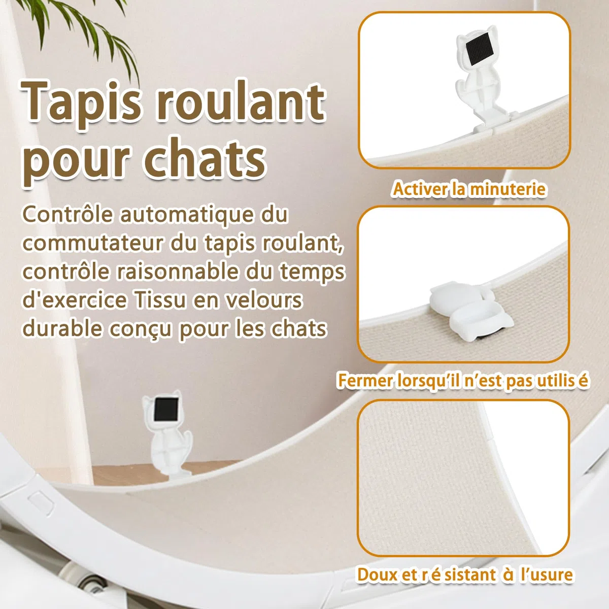OHMG - Rueda de Ejercicio para Gatos de 80 cm, Cinta de Correr de Plástico con Moqueta, Súper Silenciosa - Juguete de Interior (85 x 80 x 33 cm)