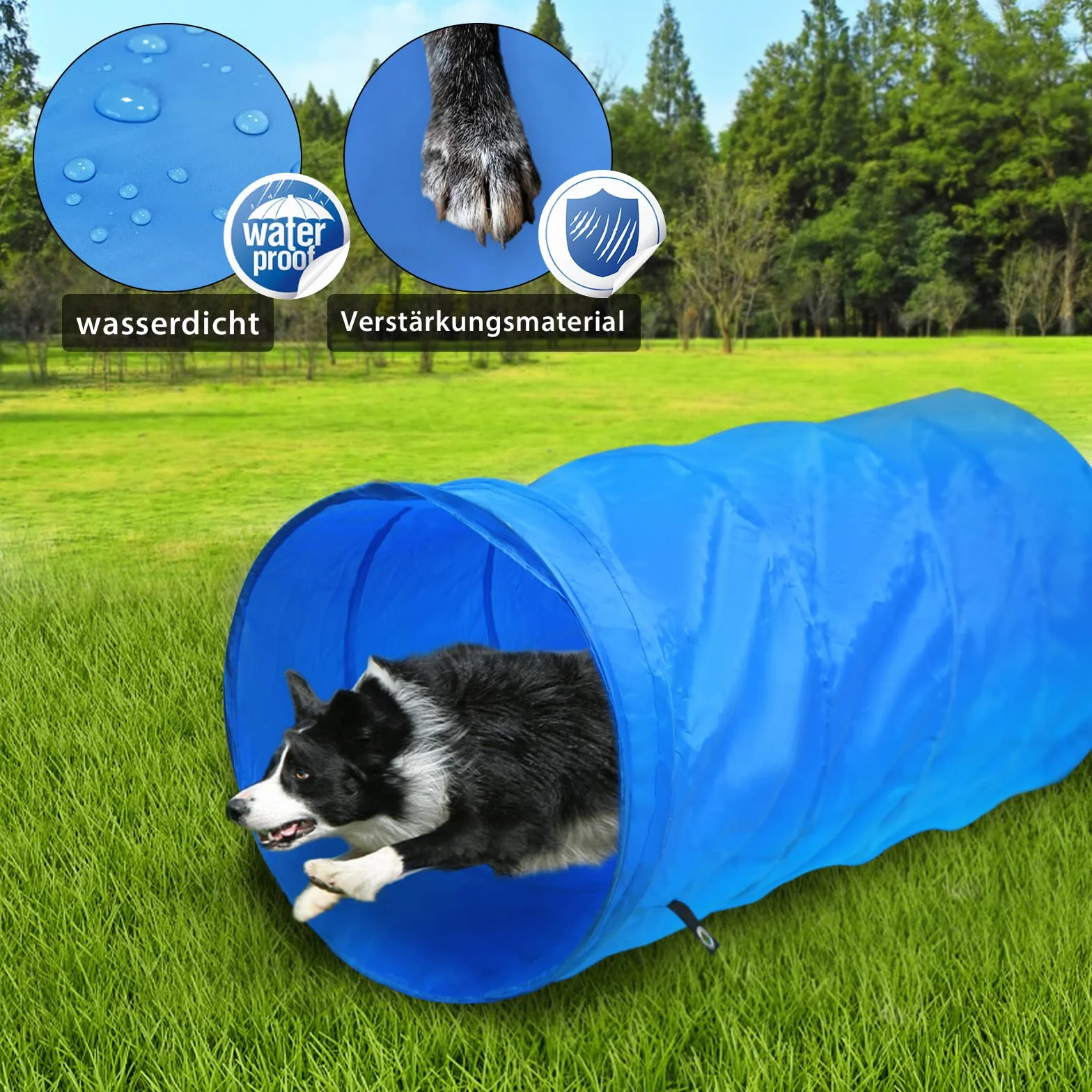 Agility Set de entrenamiento para perros con túnel para perros, obstáculos de altura ajustable, anillo de salto y varillas, juego de entrenamiento para mascotas, incluye bolsa de transporte