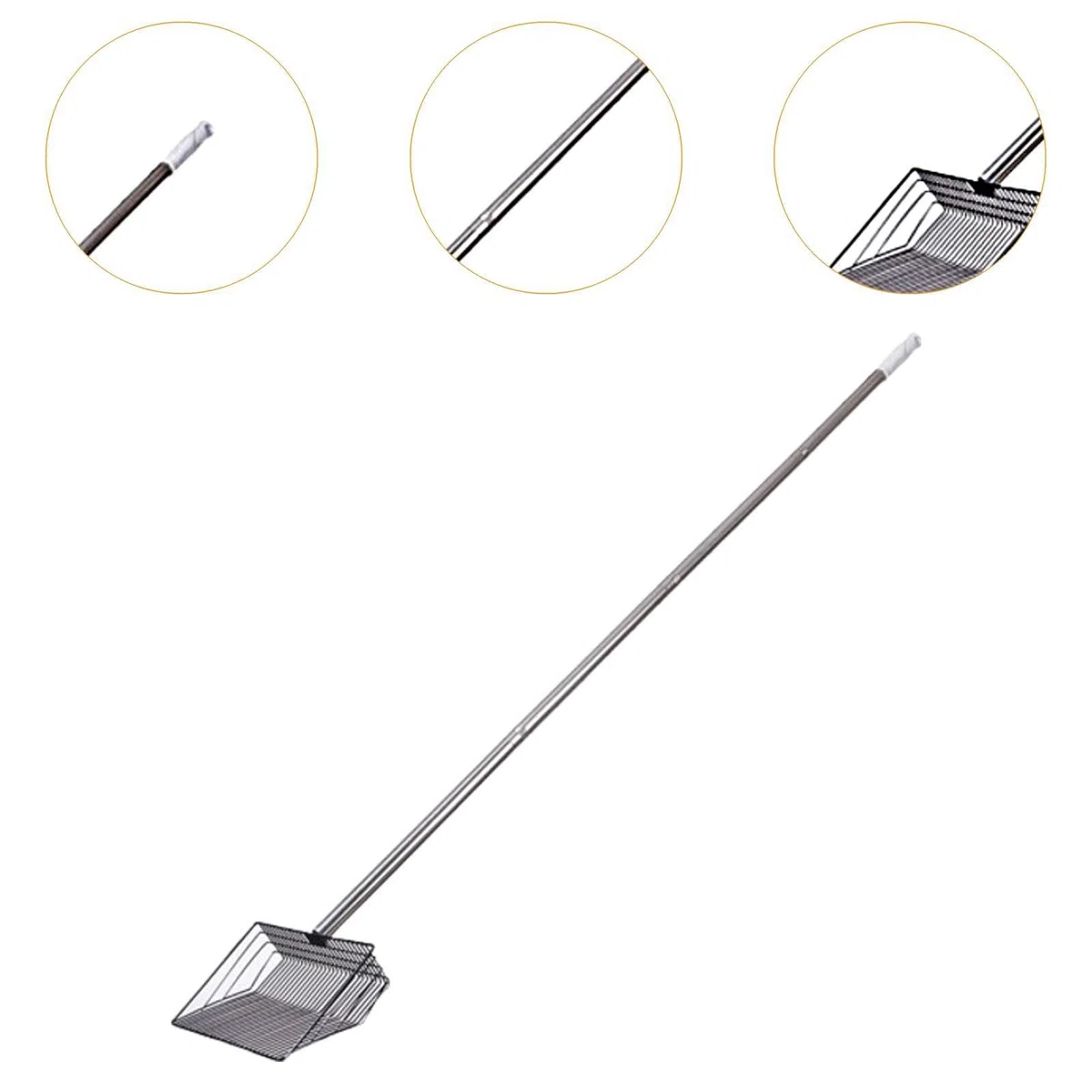 Paleta para Arena de Gato de Metal Separador de Residuos Accesorio para Gallineros Mango Ajustable Ergonómico Fácil de Colgar Adecuada para Mascotas G, 139 Cm
