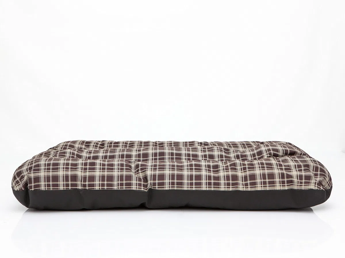 Colchón para perros, sofá para perros, cojín para perros, sofá, colchón, canapé, cama para mascotas, suave, cojín R1 – 90 x 60 cm, a cuadros, marrón