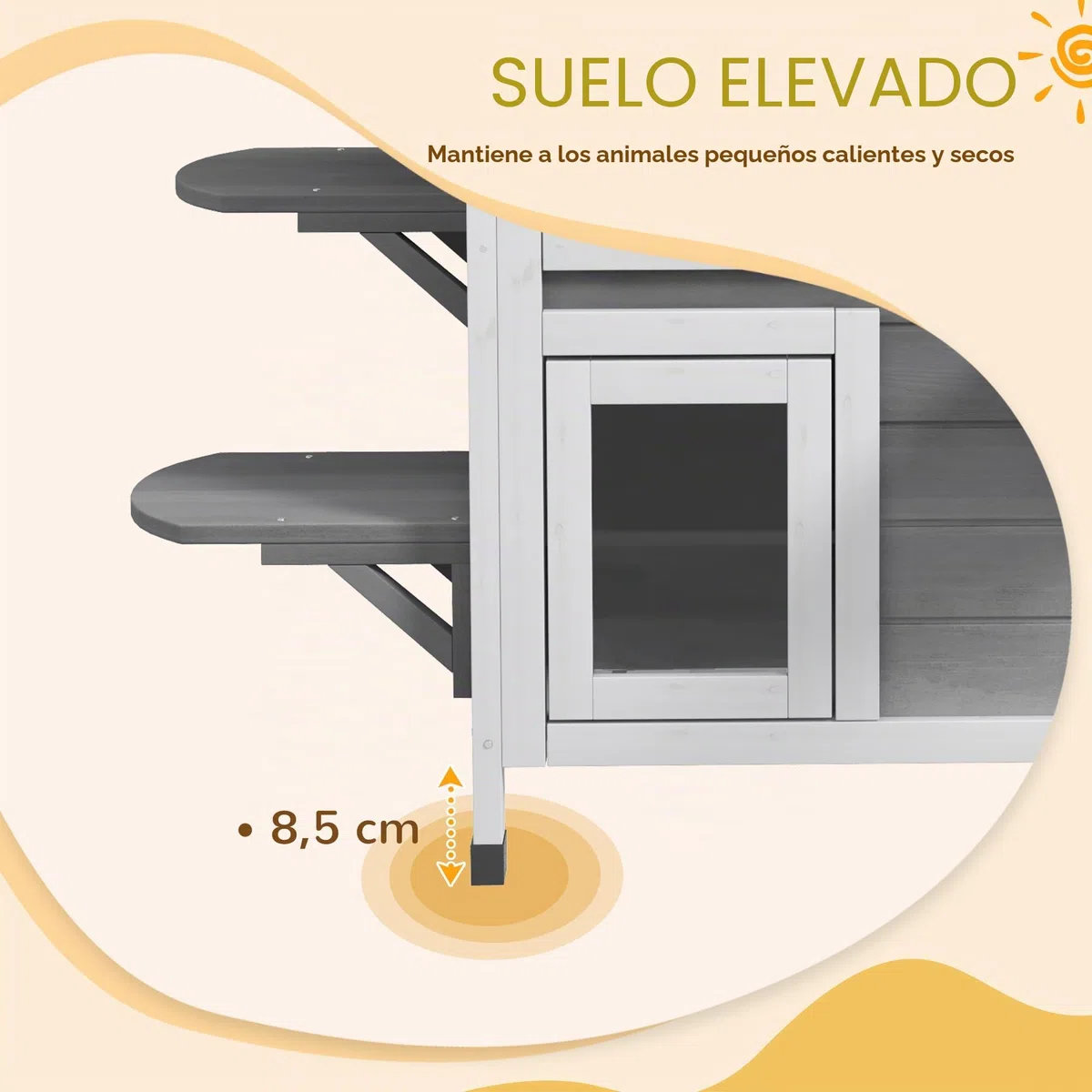 Casa para Gatos PawHut con tejado de Asfalto, caseta Exterior para Gatos con escaleras, Chalet para Gatos de 2 Plantas, Impermeable, jardín, Madera de Abeto, Gris, 78 x 55,5 x 91 cm | Impermeable, caseta para gatos con techo de asfalto, tapa plegable, esc