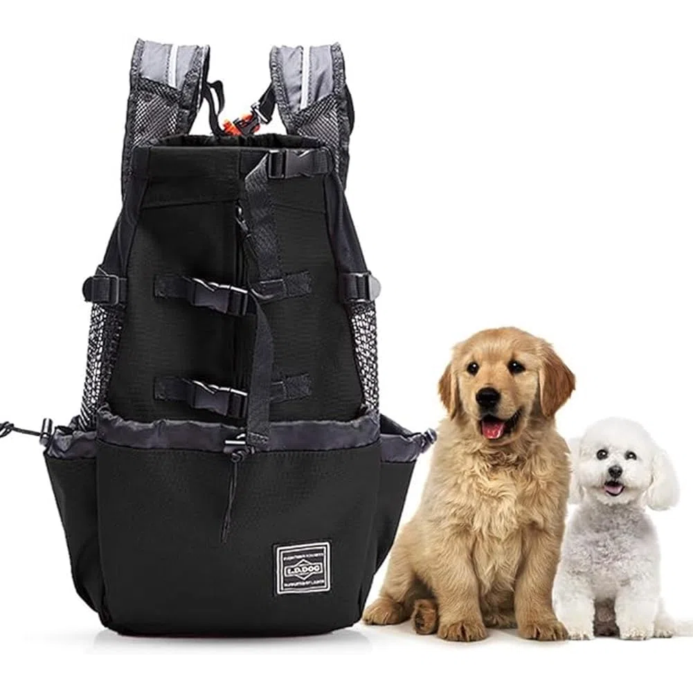 Woolala Mochila ligera para transportar mascotas para perros pequeños y medianos, bolsa segura aprobada por veterinarios para viajes, fácil de llevar, ahorra espacio, color negro, XL