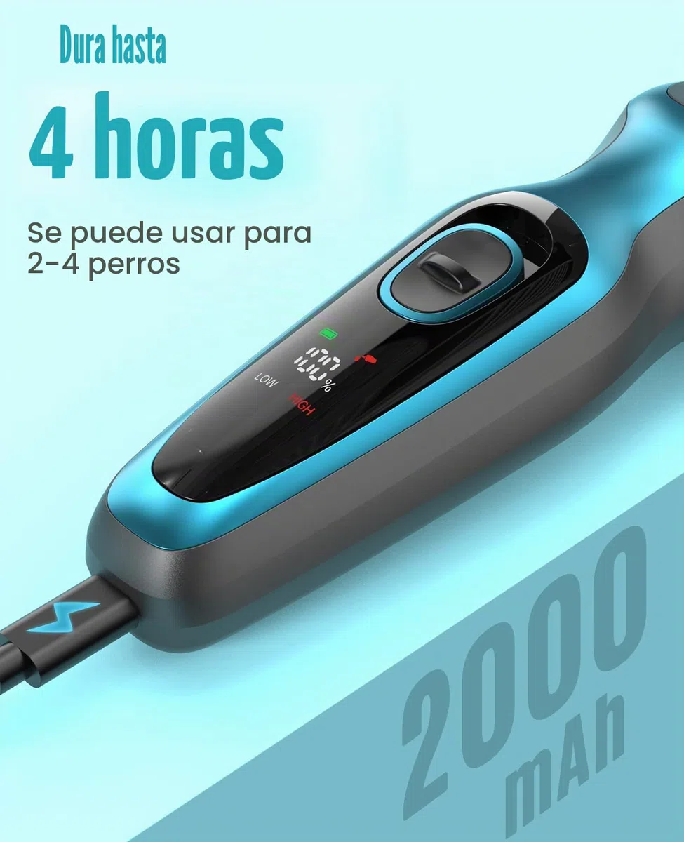 oneisall Cortapelos profesionales para pelo grueso, cortaúñas para perros para cacapú, cortadora de aseo de perros resistente con hoja de metal desmontable, cortadora inalámbrica para mascotas