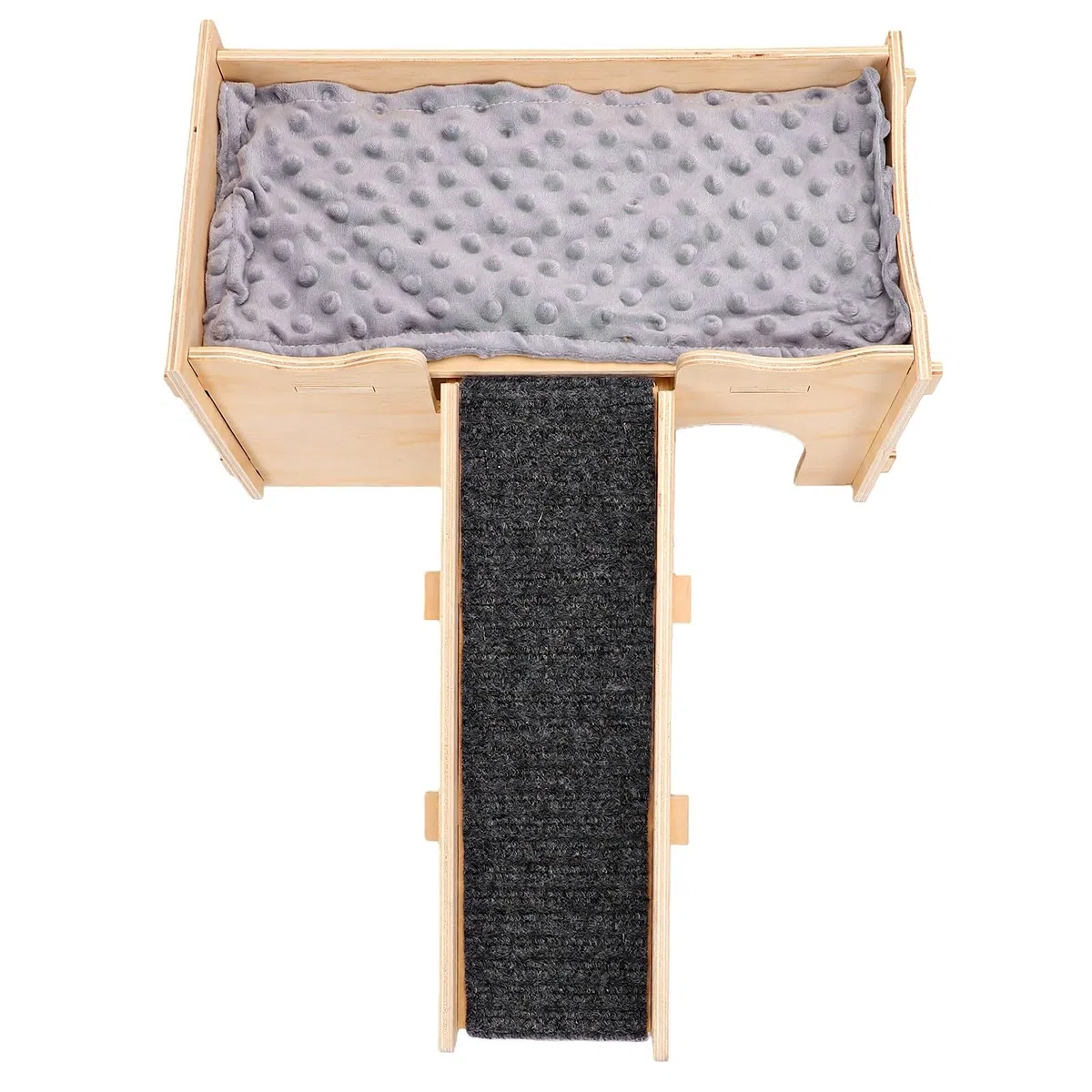 Rengue Escondite de Madera para Cobayas, Decoración de Hábitat, Casa de Animales con Escaleras, Múltiples Cuevas, Cojín Suave para Hámsteres, Conejos, Chinchillas, Hurones, Erizos, Escondite de