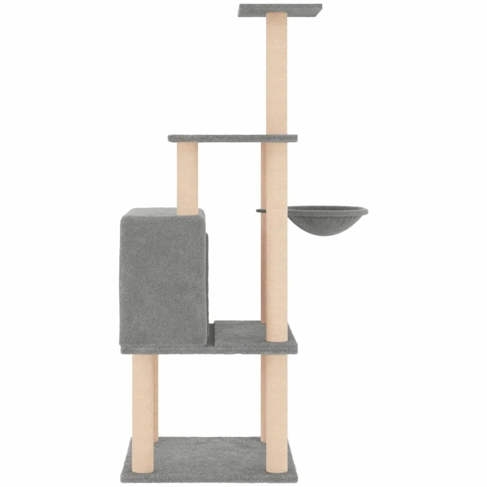 ShGaxin Rascador para Gatos con Postes de sisal Gris Claro 132 cm, Rascador Gato, Arbol Rascador para Gatos, Gatos Accesorios, Torre Gatos, Arranhador para Gatos, Casa para Gatos