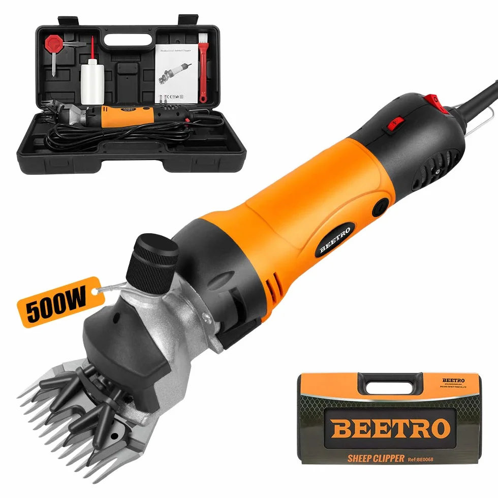 BEETRO Tijeras eléctricas profesionales de ovejas, 500 W, cortapelos para ovejas, alpacas, cabras y más, 6 velocidades, resistente, para granjas, animales de granja