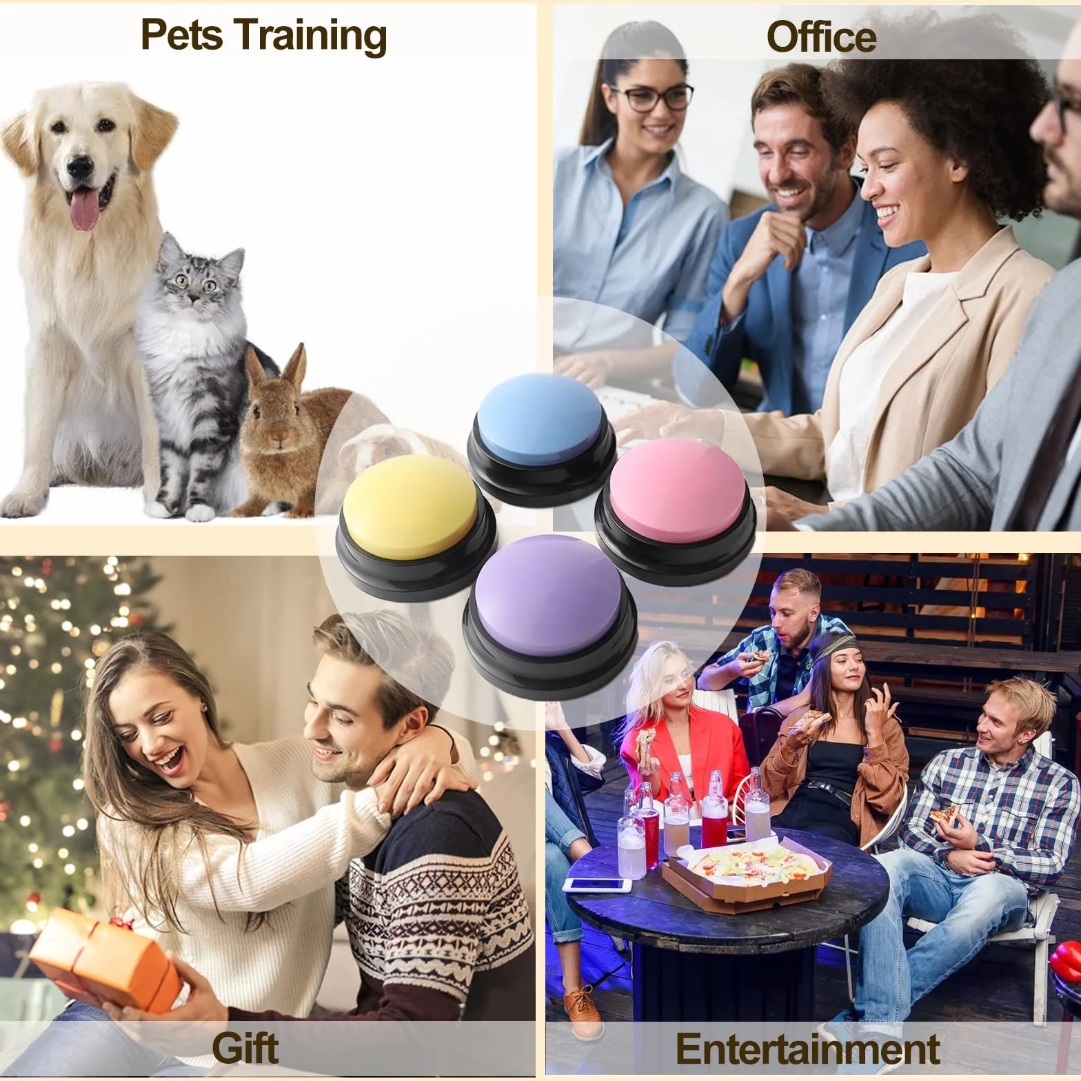 Botones de Entrenamiento para Perros, Botones de Perro para comunicación, Entrenamiento de conversación de Mascotas, zumbador de Respuesta, grabación y reproducción de 30 Segundos, Regalo Divertido