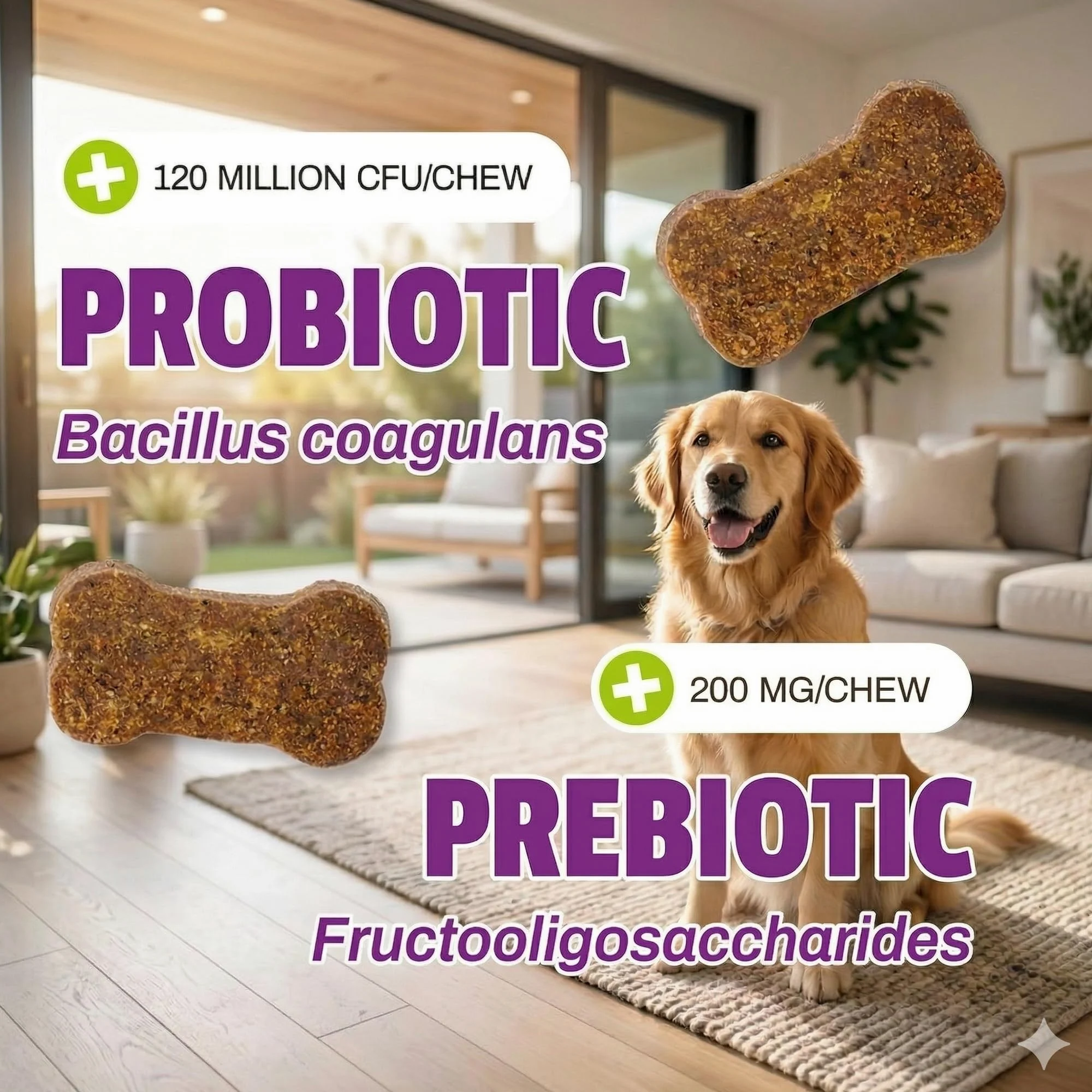 Mascota del Natural de Vermont Diario para Perros, para la Salud digestiva Probiótico Suplemento, 60 Bite tamaño Suave – Chucherías