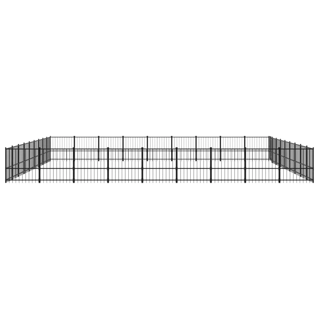 Caseta para perros de acero con recubrimiento en polvo de 76,21 m² con puerta giratoria, protección de seguridad para cachorros y perros en el jardín, resistente a la intemperie, para