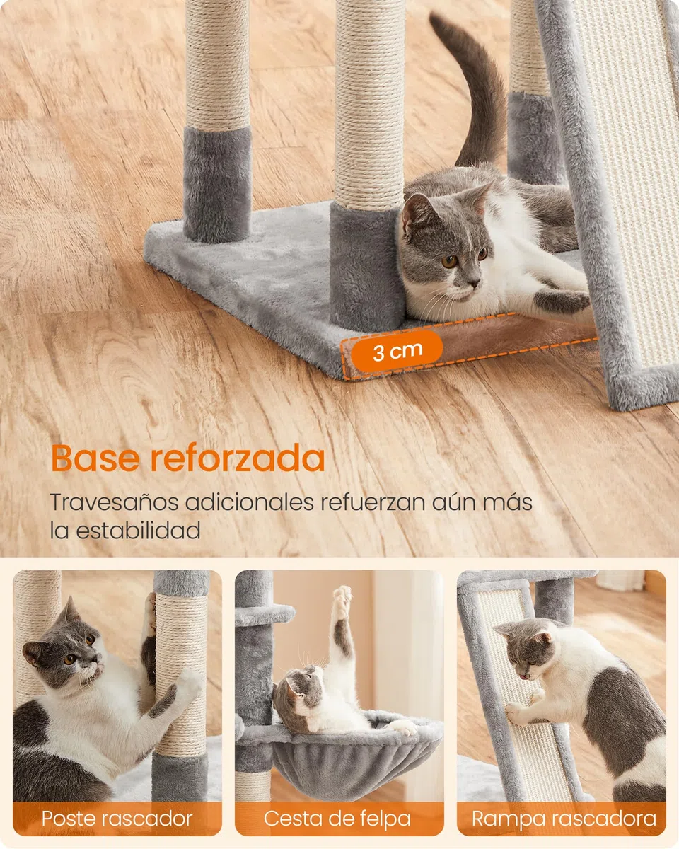 Feandrea Árbol para Gatos, XXL,169 cm, Gris Claro PCT019W01