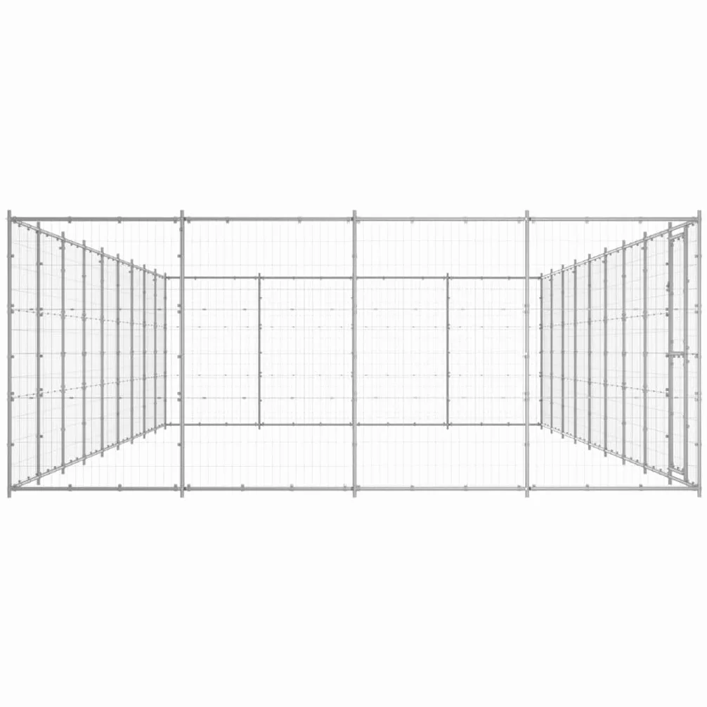 Perrera para perros de acero galvanizado, 43,56 m², resistente a la intemperie, con puerta cerrable, rejilla resistente para perros, cachorros, jardín, protección, seguridad, entrenamiento