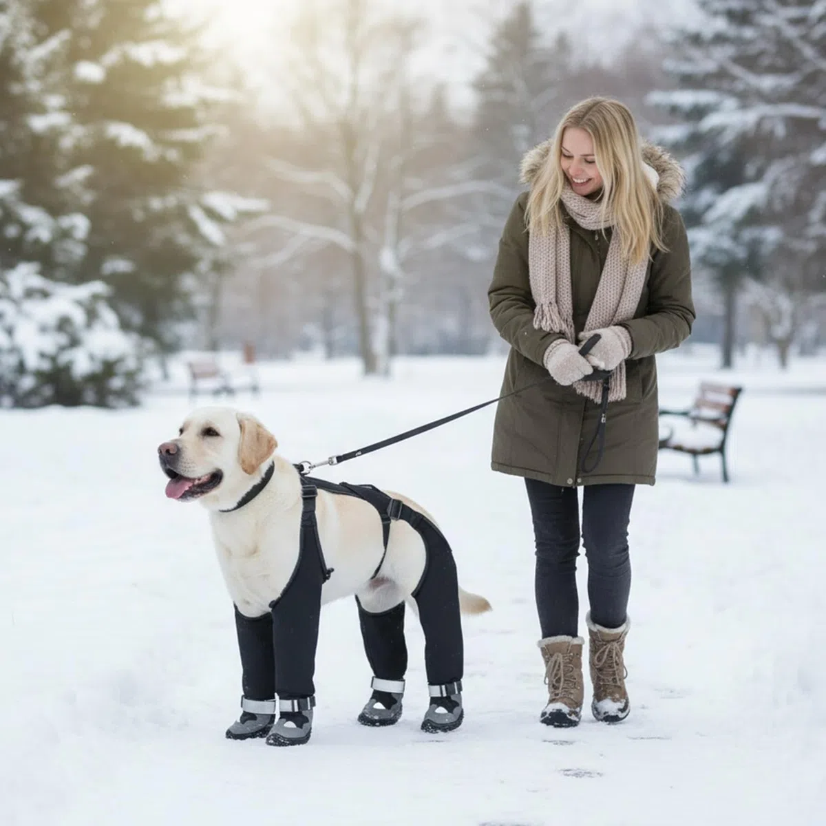 Botas De Nieve Con Tirantes Para Perros Impermeable Ajustable Protector De