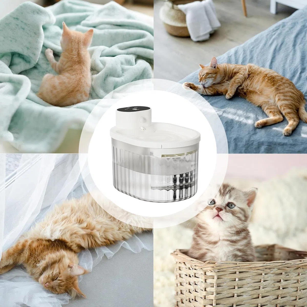 Fuente de Agua para Mascotas Bebedero Automático Silencioso Recargable 3L