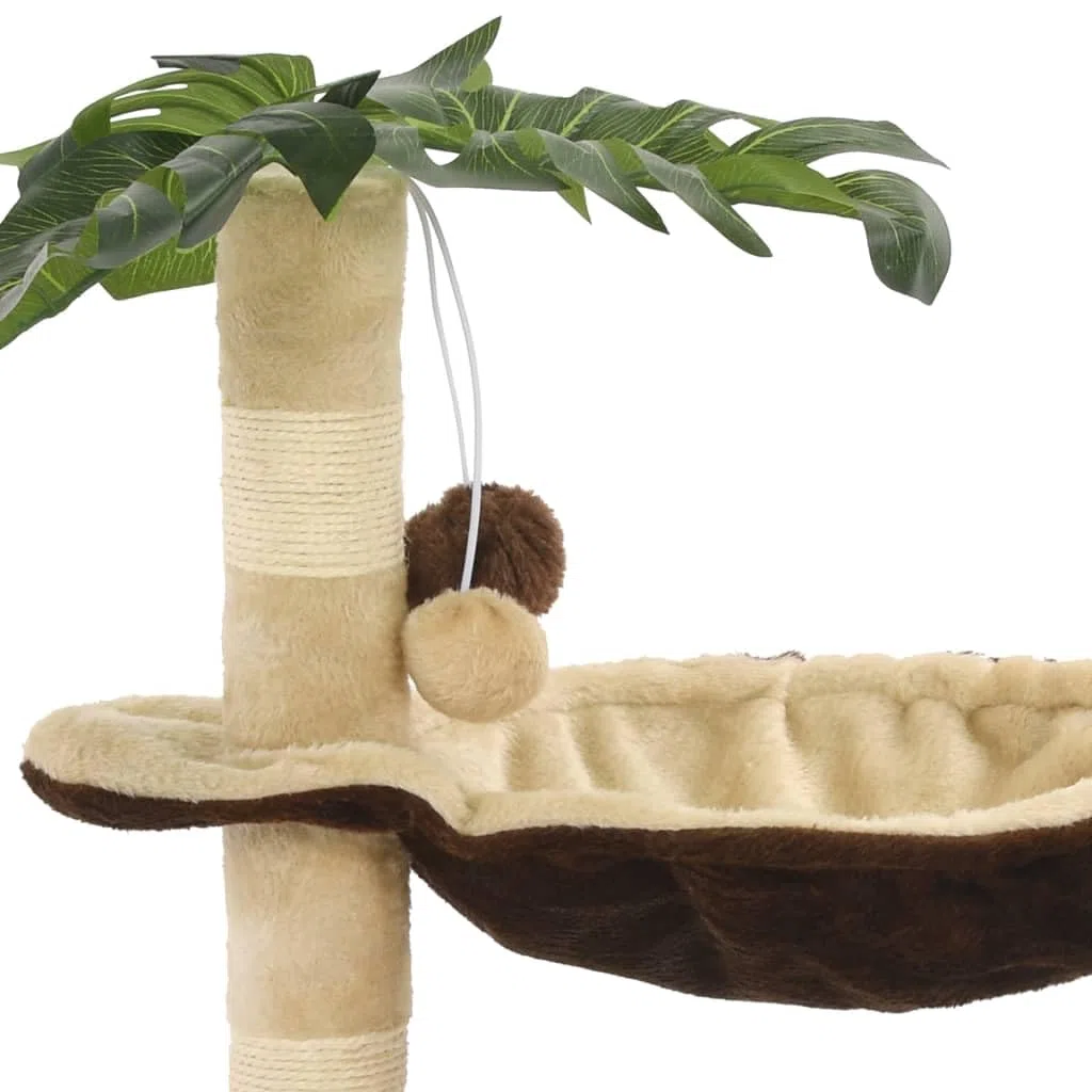 Árbol rascador de 50 cm con tronco de sisal, pelota de juego, color beige y marrón