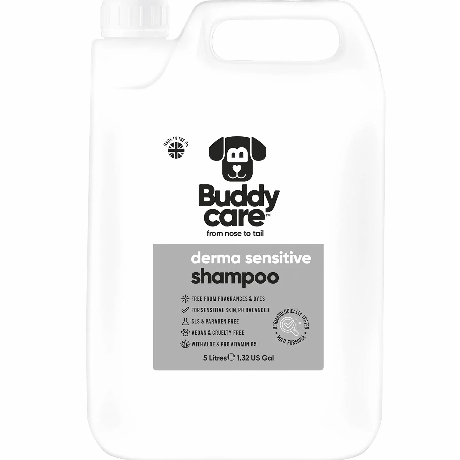 Buddycare Champú para Perros | con Aloe Vera y Pro Vitamina B5 Sensible a la Piel 5L