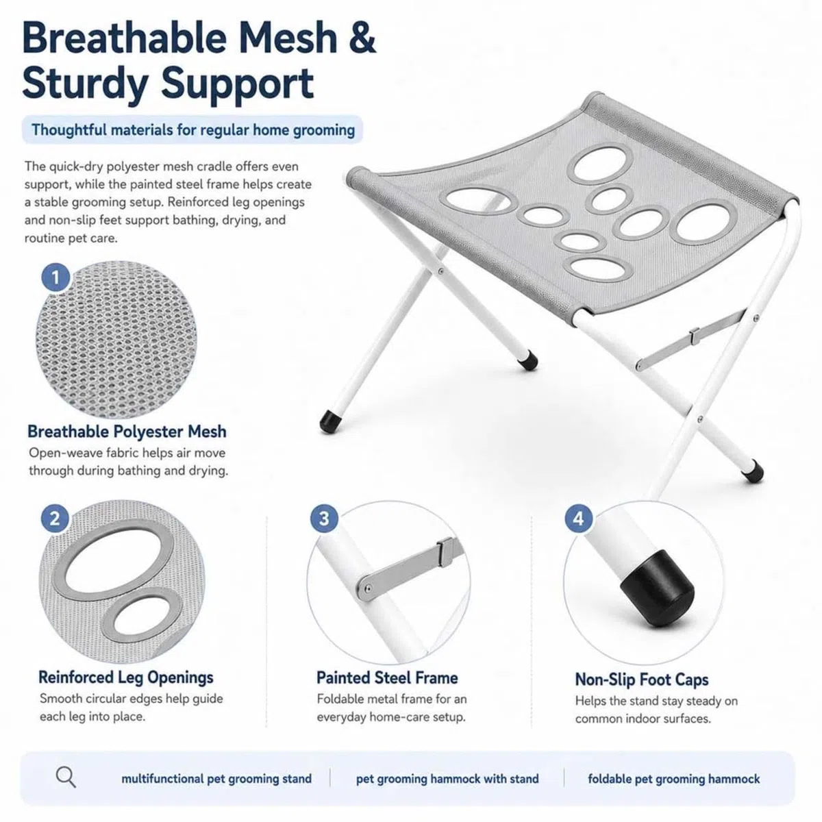Silla para BañAr Perro Correa Ajustable para Sujetar A La Mascota Silla para BañAr Perro Apertura De Ocho Agujeros Soporte para BañO De Perros Adecuado para Gatos y Perros,Gray