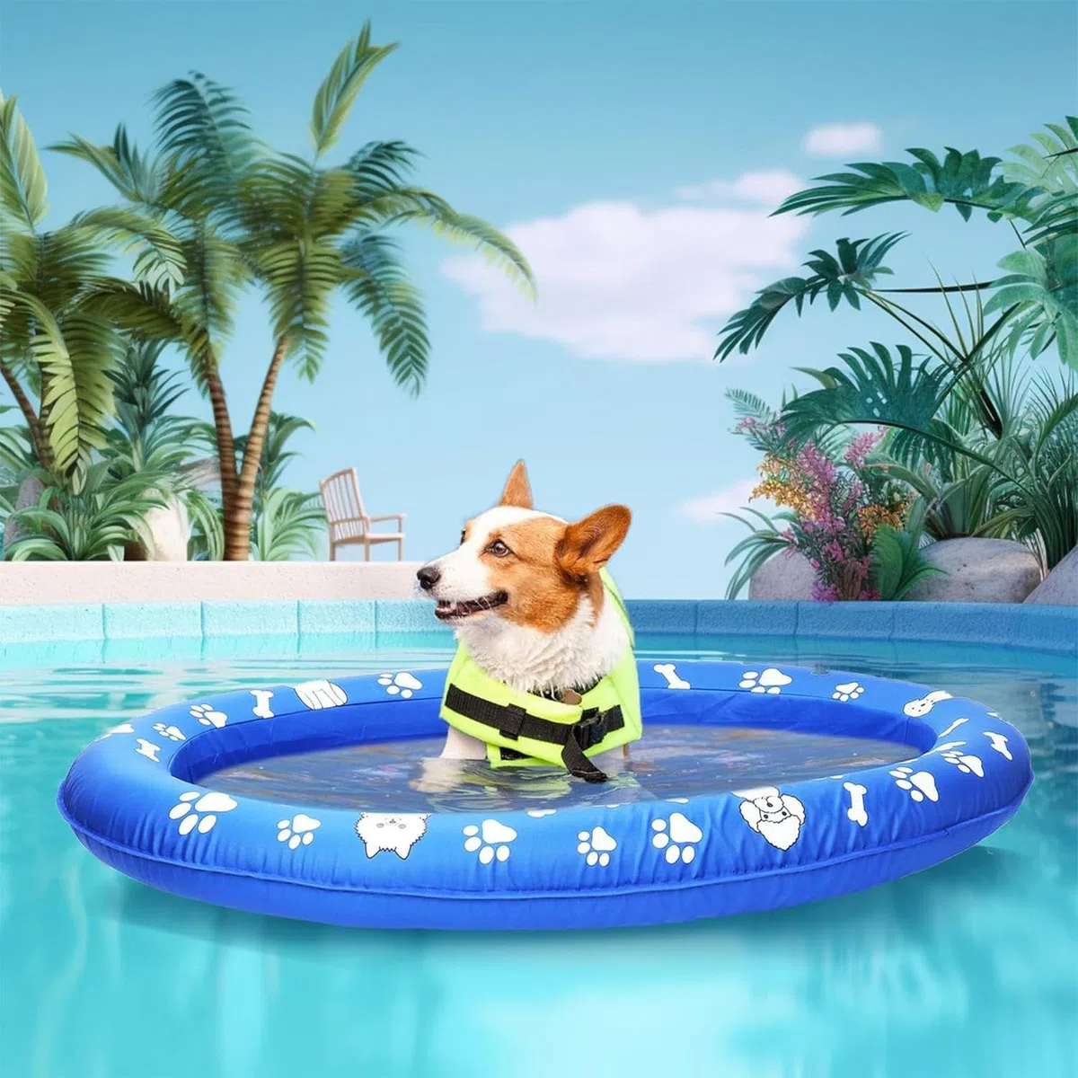 Flotador Para Perros Flotador Inflable Para Mascotas | Juguetes Acuáticos Flotantes para Mascotas Grandes Medianos Pequeños Cachorros Nadar Lago Río Playa Verano