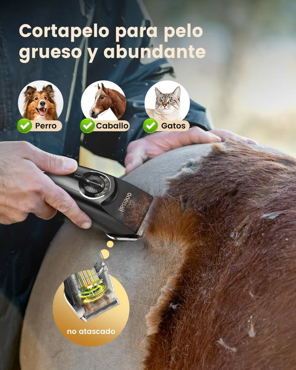 oneisall Maquina Cortar pelo Perros, Caniche Cortapelos Perros pelo Largo, Ultra Silencios Maquina pelar Perros con potente motor, Corta pelo Mascota con cuchillas removibles