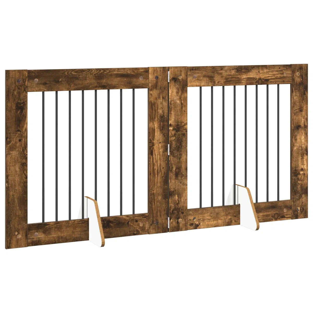 Portería para perros con soporte, 2 piezas de roble ahumado, 80 x 80 cm, plegable, portátil, interior y exterior, resistente, seguro para cachorros y perros protección de entrenamiento
