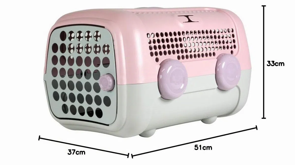 United Pets A.U.T.O. transportín para Gatos y Perros pequeños, Made in Italy, Rosa y Gris