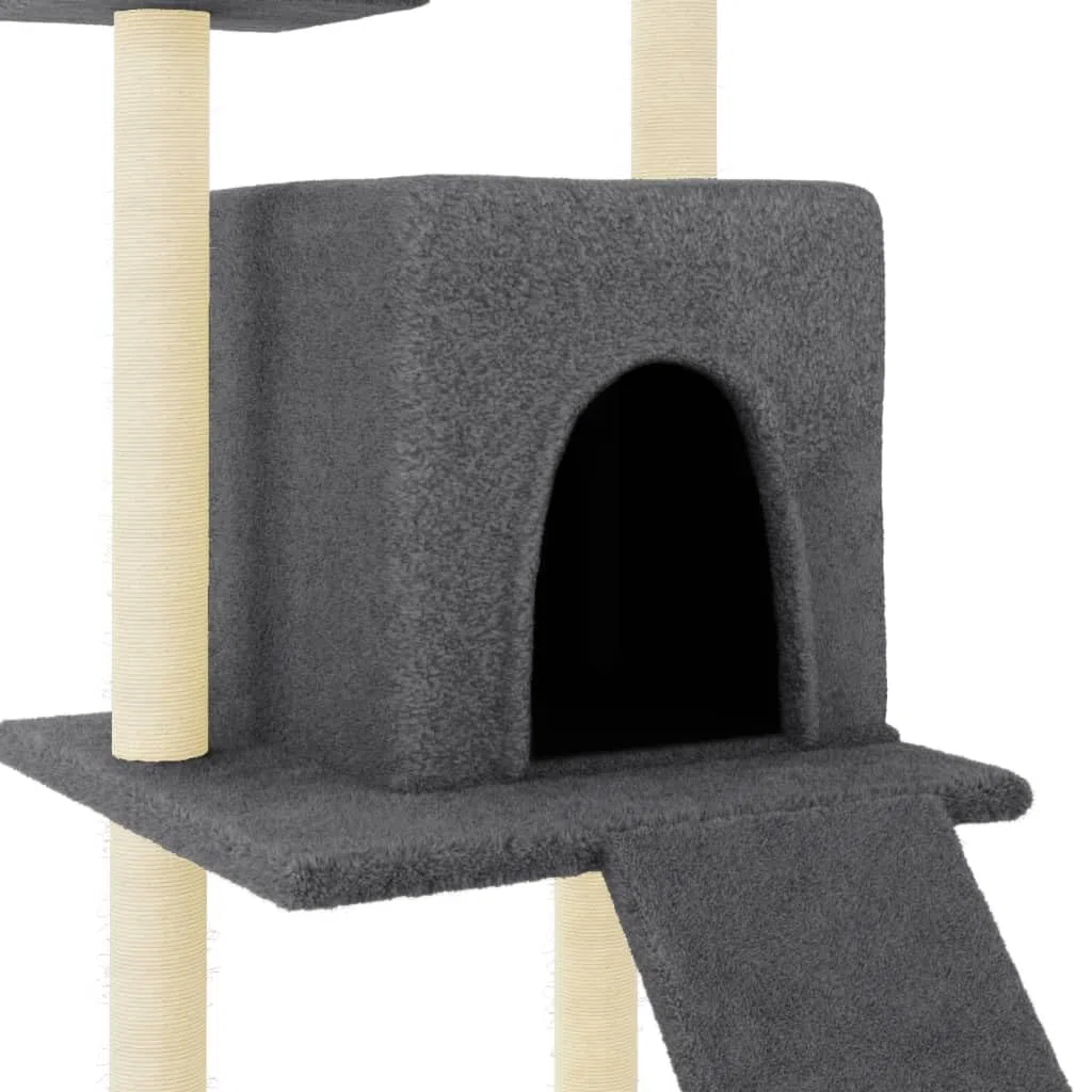 ShGaxin Rascador para Gatos con Postes de sisal Gris Oscuro 110 cm, Rascador Gato, Arbol Rascador para Gatos, Gatos Accesorios, Torre Gatos, Arranhador para Gatos, Casa para Gatos