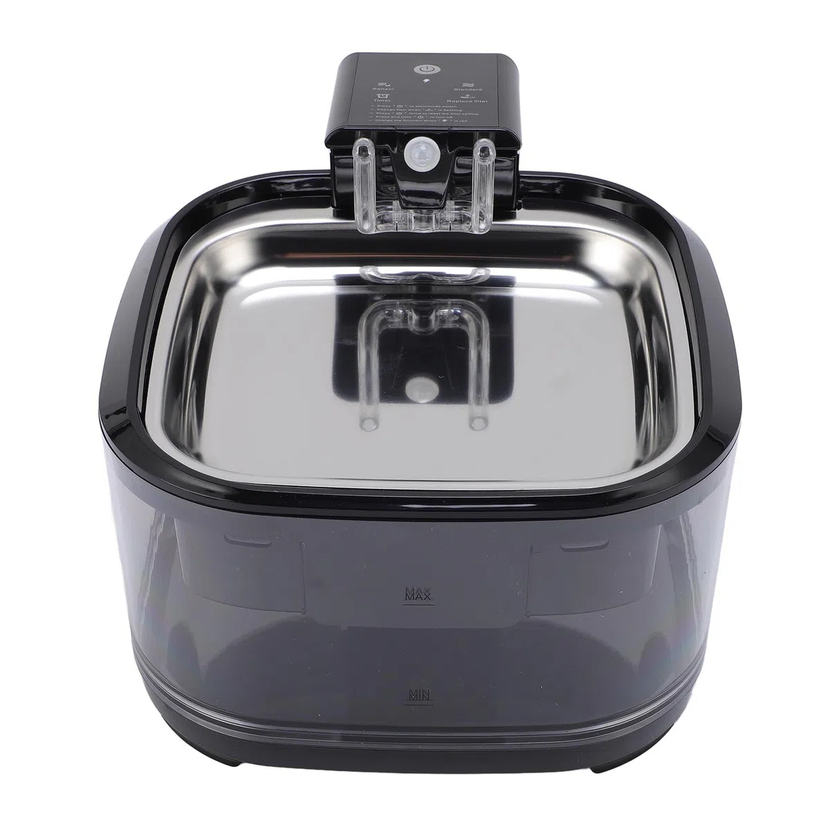 Fuente de Agua Automática Silenciosa para Mascotas de 4,5 L para Perros y Gatos, Cuenco de Acero Inoxidable, de Filtración Inteligente, Ideal para Uso Doméstico (Black)