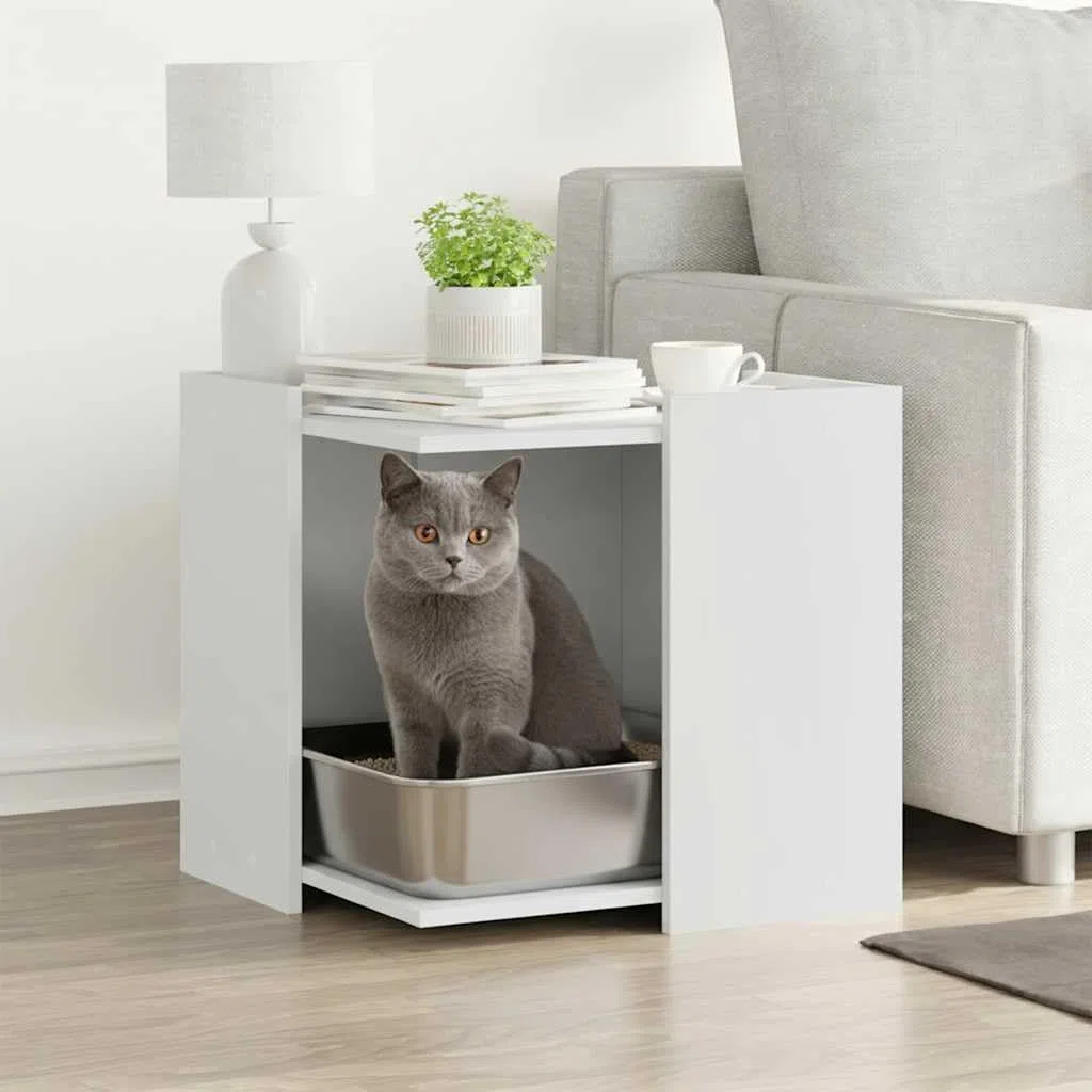 Genérico Mueble arenero para Gatos Madera ingeniería Blanco 53x53x51 cm,Producto para Mascotas y Animales,Productos para Mascotas,Productos para Gatos,Mobiliario para gatos-857751