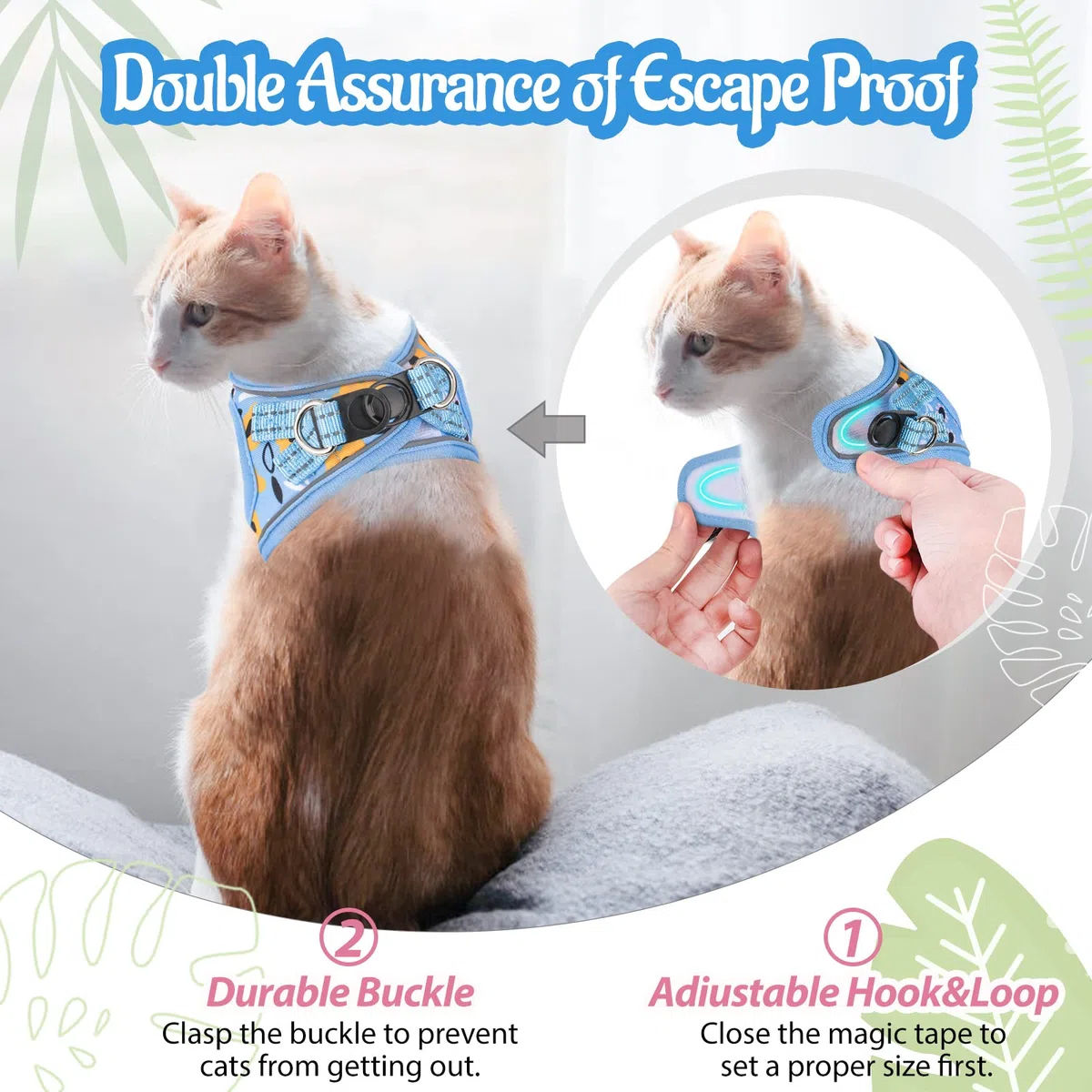 Arnés y Correa para Gatos a Prueba de Escape para Caminar, arnés Suave Ajustable con Correas Reflectantes, arnés de Chaleco para Gatos pequeños y Perros XS