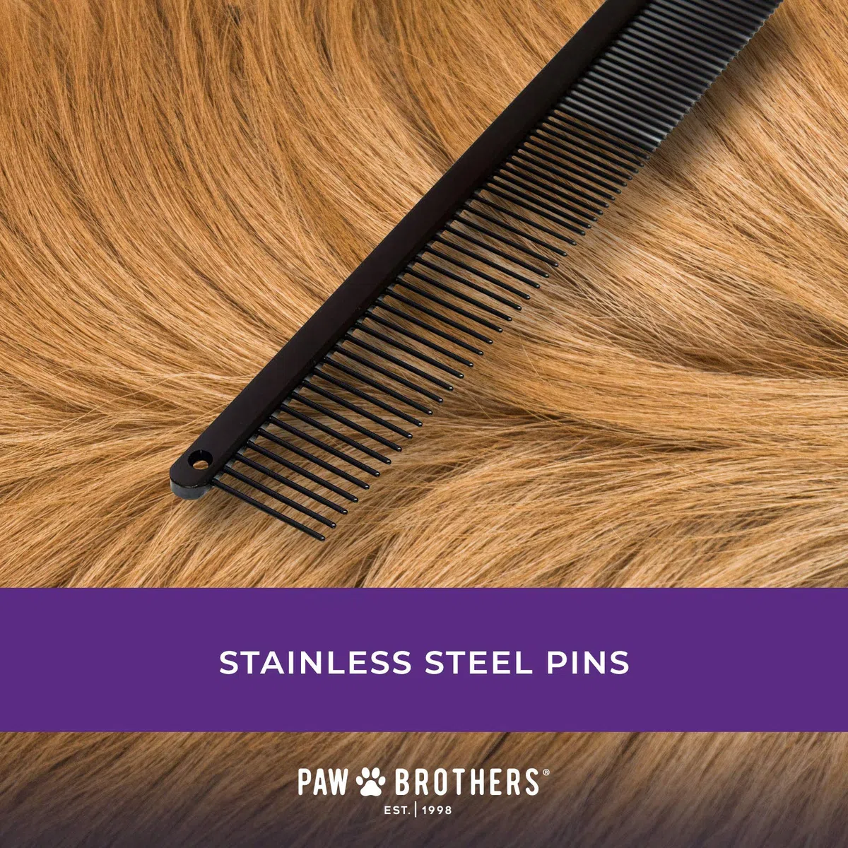 Ryan's Pet Supplies Paw Brothers - Peine estilo galgo para perros, herramienta de aseo de grado profesional, elimina nudos y enredos, teflón verdadero, mango fino/grueso, ergonómico, 7.5 pulgadas