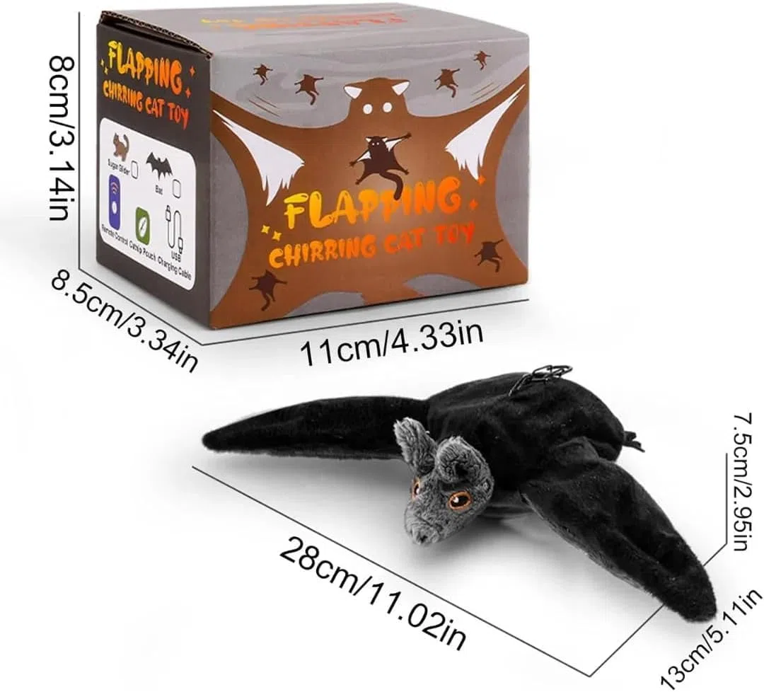 Juguete de murciélago volador para perro, recargable por USB, aleteo interactivo de peluche, divertido juguete de murciélago volador para perros, gatos y mascotas activas de interior