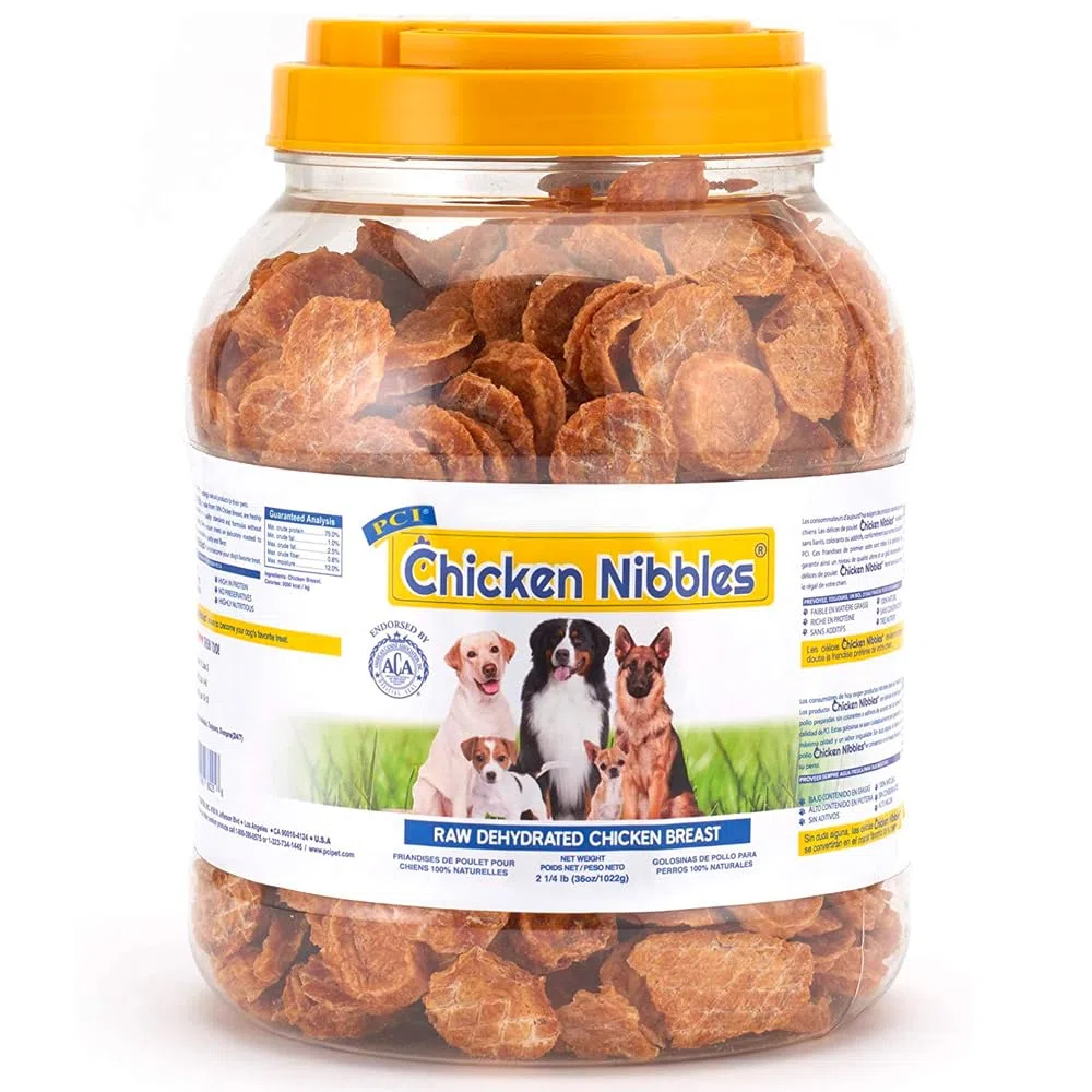 Pet Center Inc. (PCI) Chicken Nibble Dog Treats, 1,0 kg. - Mordeduras de pechuga de pollo crudas deshidratadas 100% reales para cachorros y perros pequeños, medianos y grandes