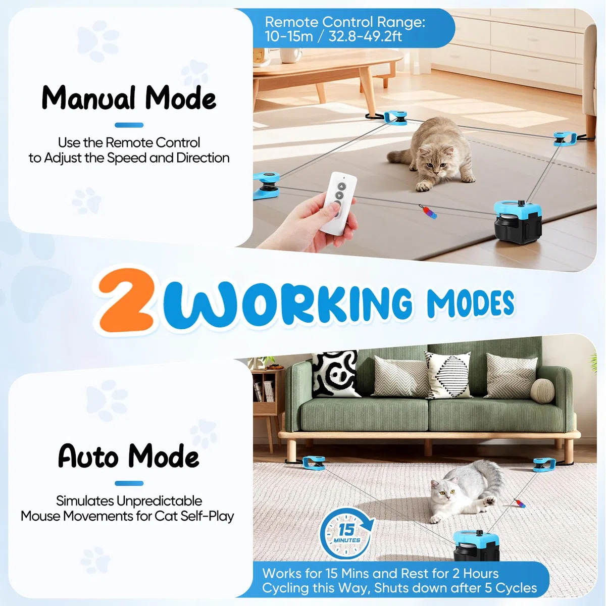 Juguete para Gatos para Interiores, Nueva Cinta de Correr para Gatitos, Control Automático/Remoto, Velocidad Ajustable, Juego de Persecución y Ruta de Carrera con Diseño DIY
