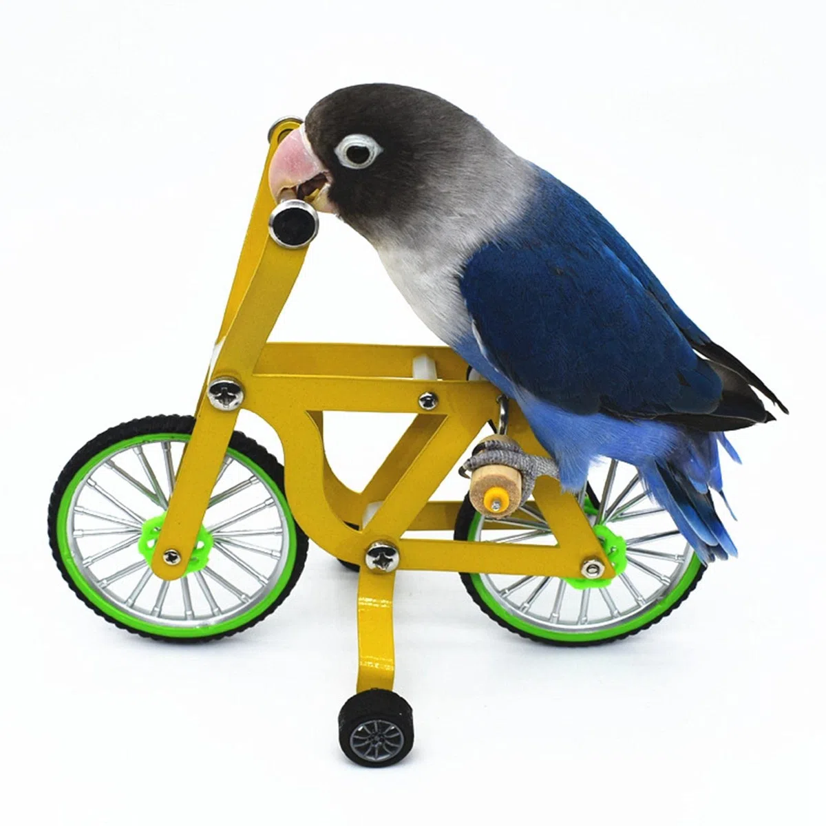 F Fityle Parrot Bicicleta de Juguete para Aves Accesorio Educativo para Loros Bicicleta de Puzzle de Inteligencia Talón de Pie para Pájaros Hecha en M, 20x10.5x14cm
