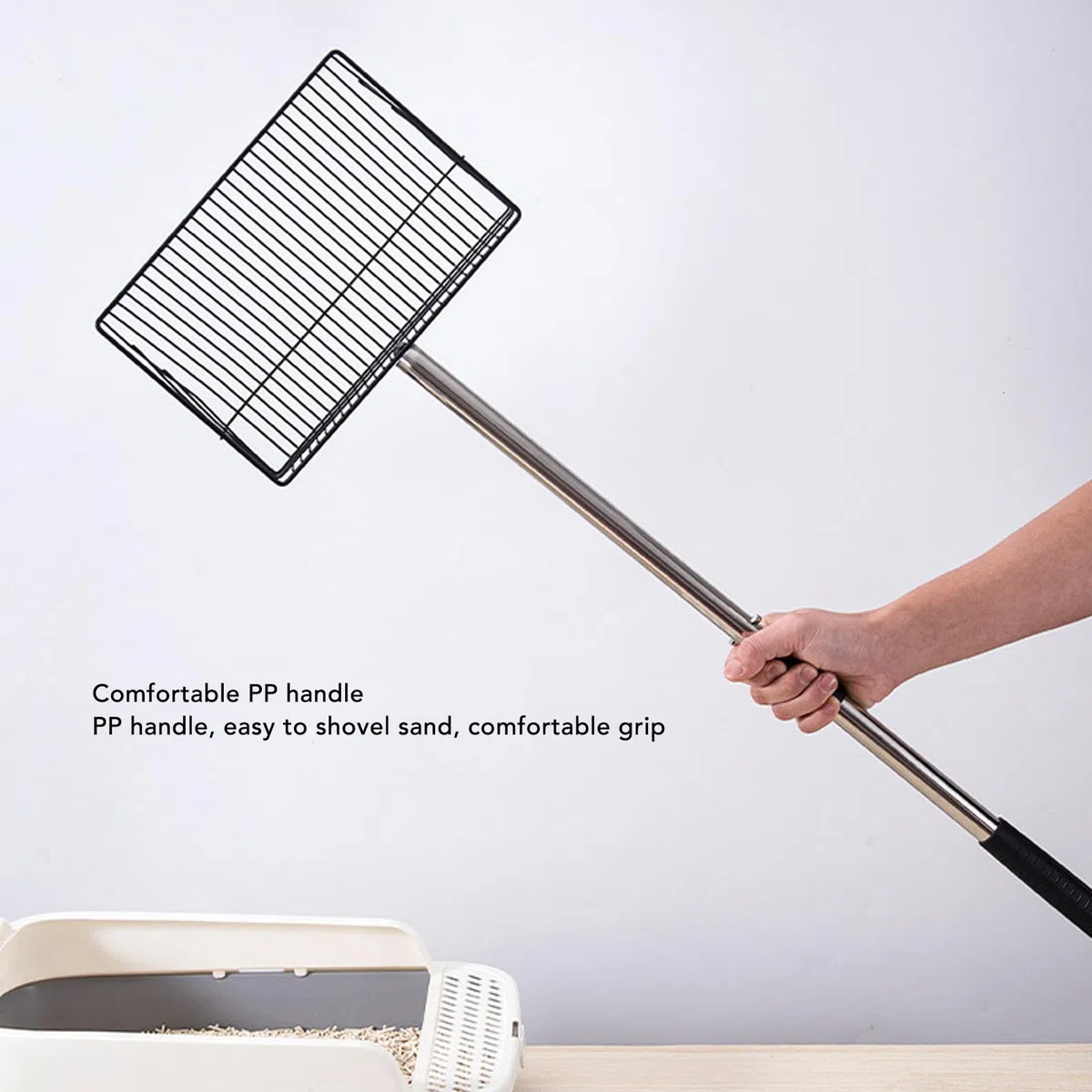 Cuchara grande de 9.8 pulgadas para excrementos de pollo con 5 asas extensibles, pala de arena para gatos, accesorios resistentes para gallineros, granja