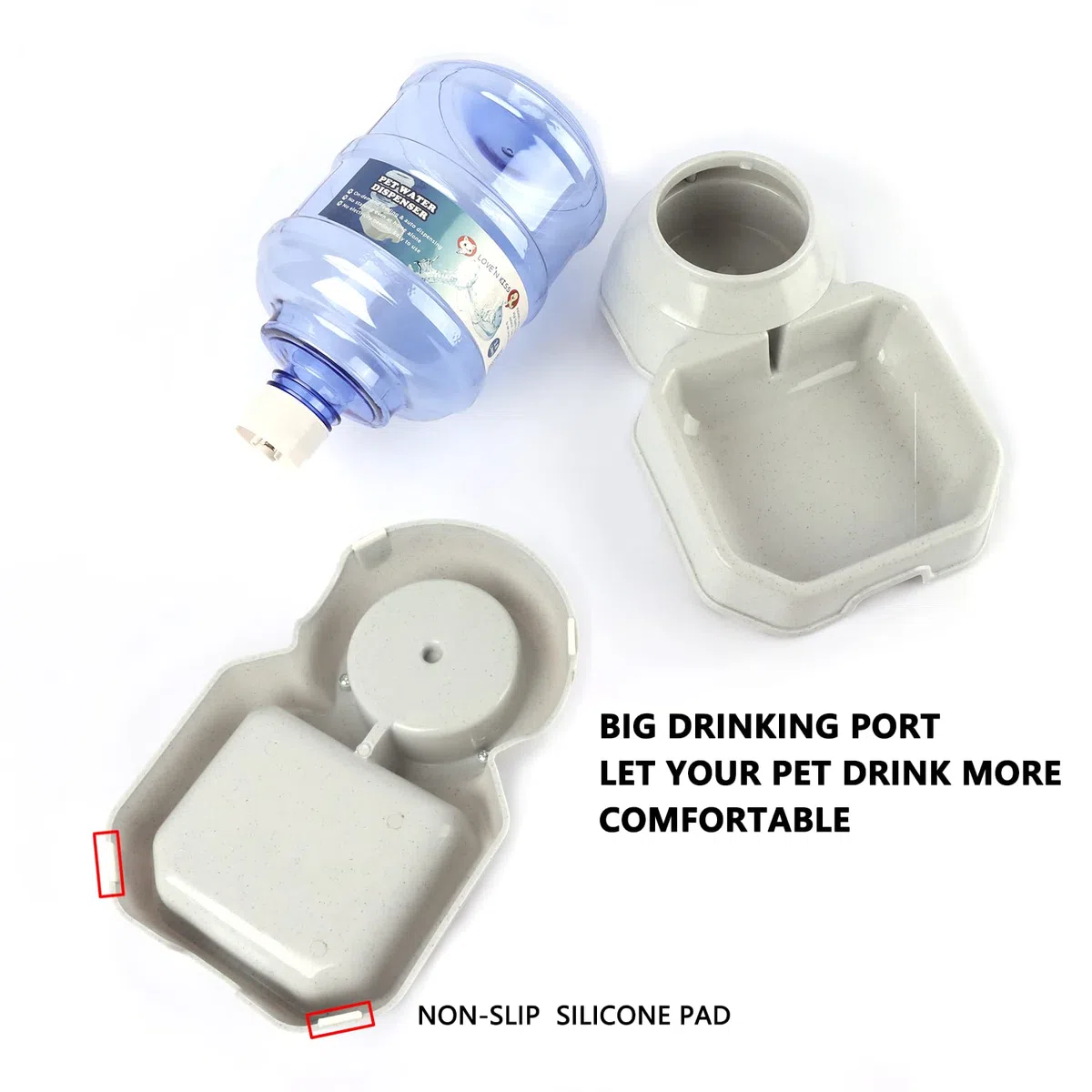 Comedero automático para perros y gatos, dispensador de agua, comedero de alimentos por gravedad y bebedero, juego con cuenco de comida para mascotas para perros medianos, cachorros, gatitos, 1 galón