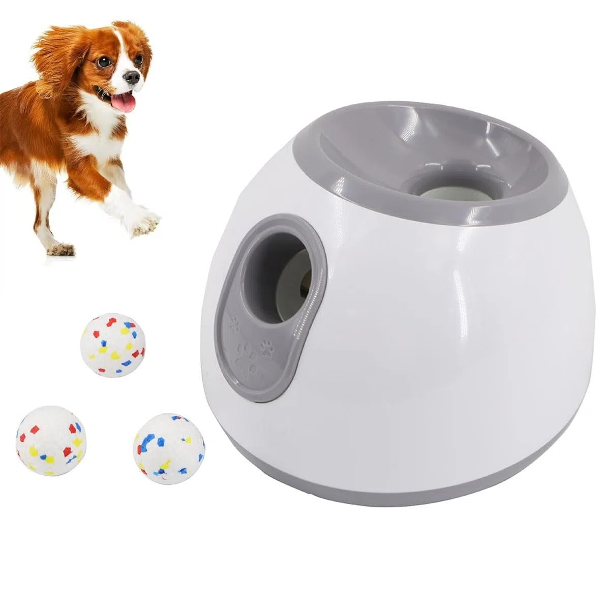 Lanzador automático de pelotas for perros, lanzador interactivo de pelotas for perros, lanzador automático de pelotas de tenis con 3 distancias de lanzamiento (10/20/30 pies), for perros pequeños, med
