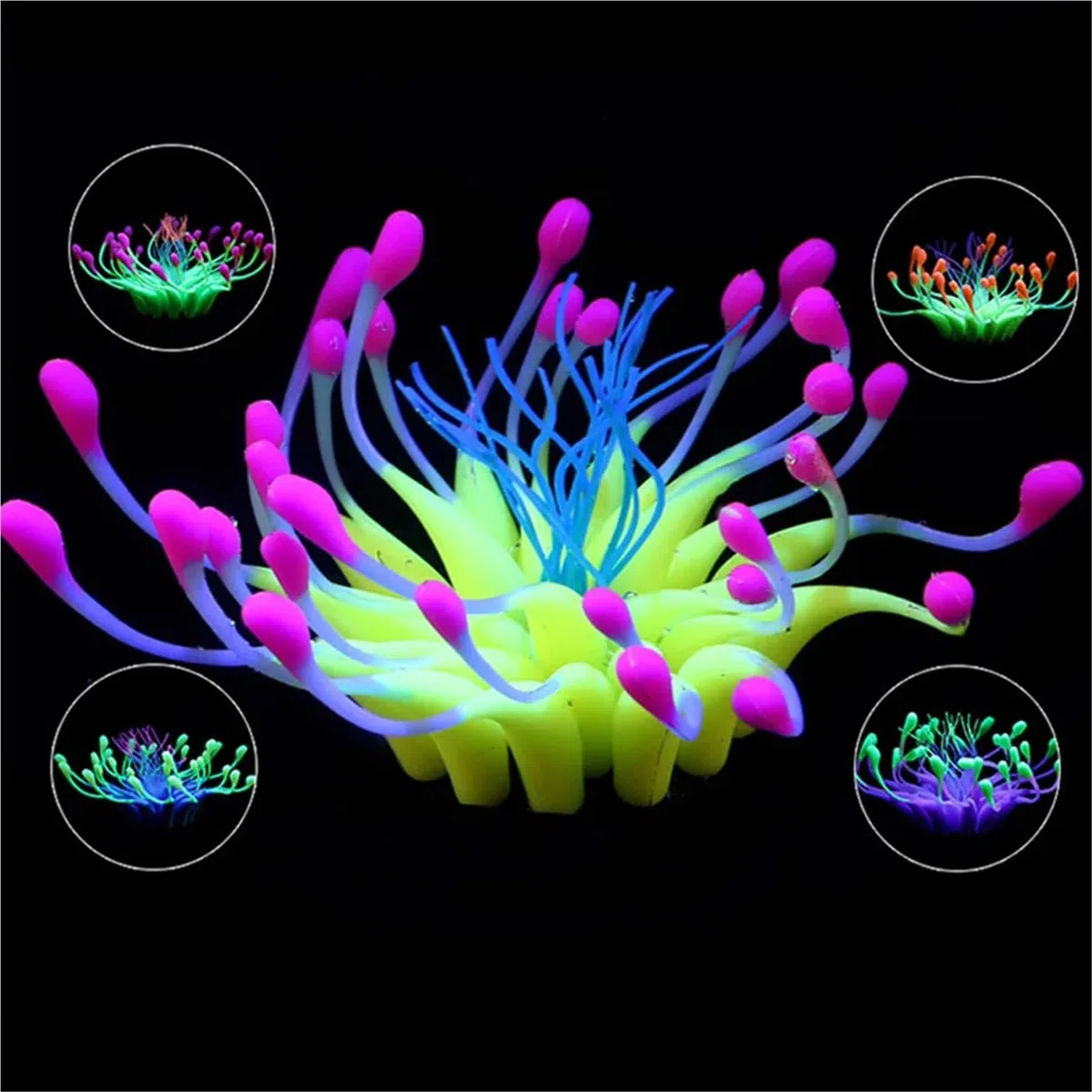 Plantas Artificiales Acuario Simulación de Coral Artificial Brillante for Acuario, Decoraciones Brillantes, Adornos de Plantas de Algas Marinas(Style 1 - Yellow)