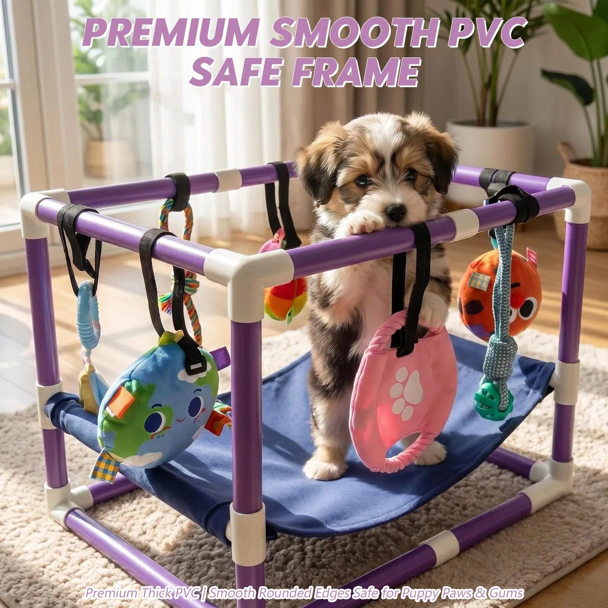 Cachorros de juguete, sala de juegos para cachorros con 8 juguetes, zona de juegos para perros pequeños, centro de actividad para perros, marco de PVC, hamaca, juguete enriquecedor para entrenamiento