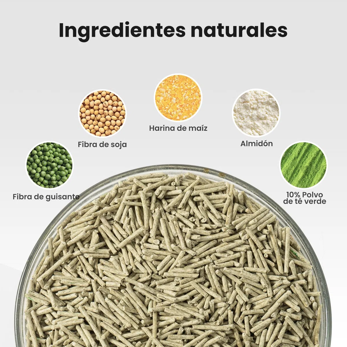 Gardner Pet Arena de Tofu para Gatos, 16.2kg (6 x 2.7 Kg) | Contiene Extracto de Té Verde, Sin Polvo, Aglutinante Rápido, Apta para Desechar por el Inodoro